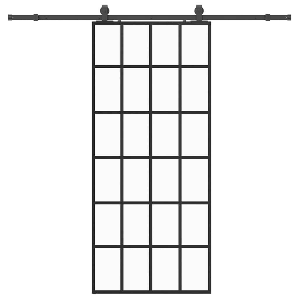 vidaXL Schiebetür Schiebetür mit Beschlag Schwarz 90x205 cm ESG-Glas günstig online kaufen