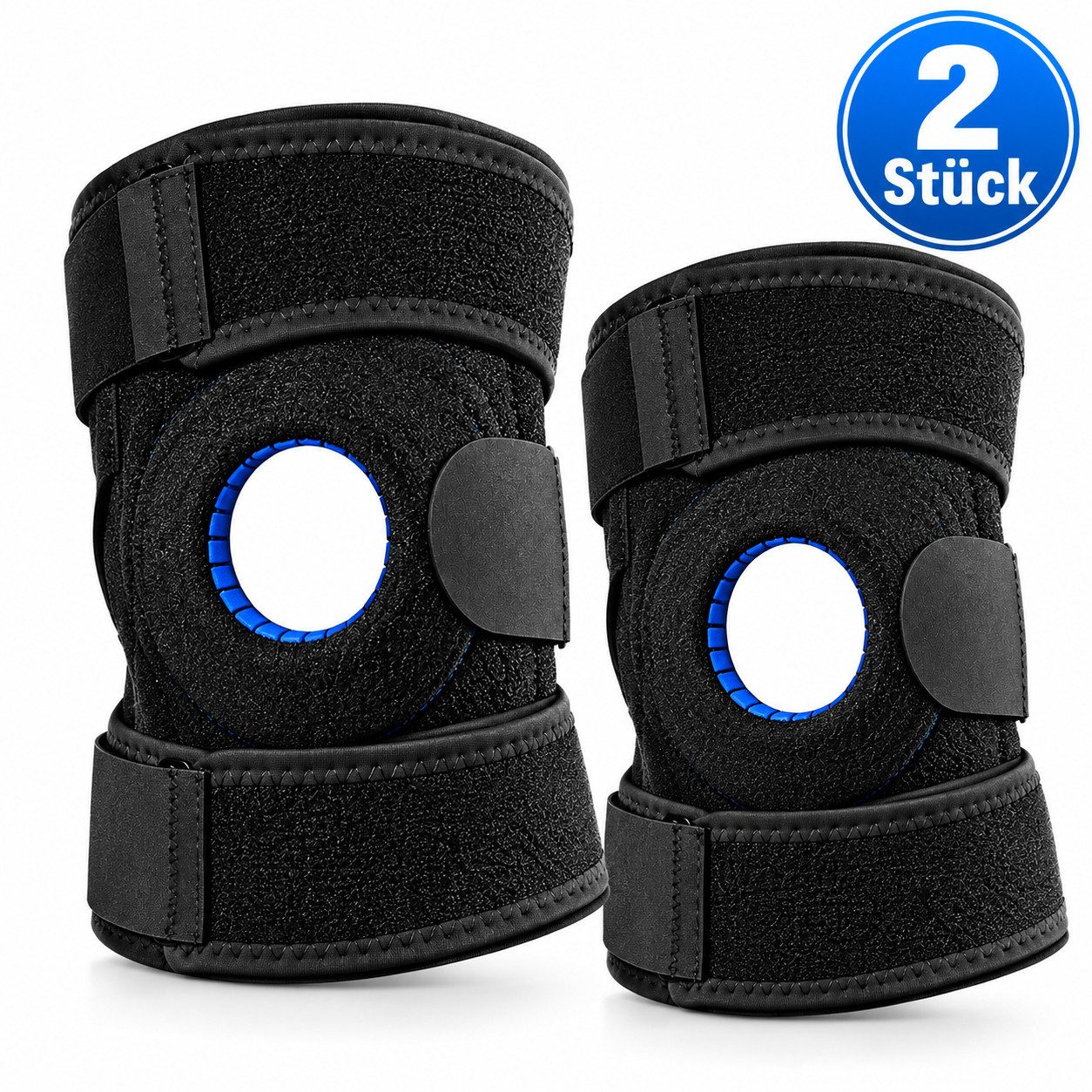 ibettertec Kniebandage Herren & Damen, Atmungsaktive Kniestütze für Sport & Fitness, (Knie Bandage mit verstellbaren Gurten, rutschfest für Laufen, Krafttraining, Squats & Alltag, Schwarz, 1 Stück)