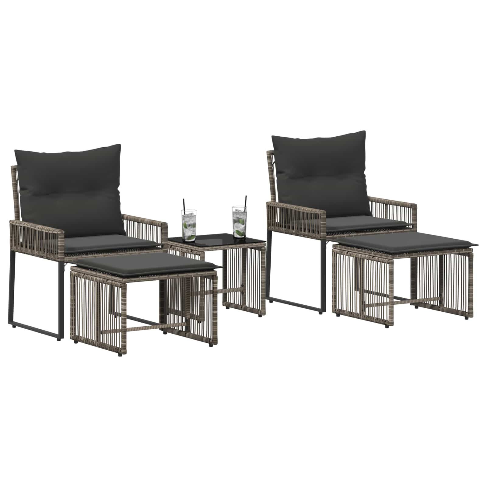 vidaXL Gartenlounge-Set Gartenmöbel Set 11 pcs Grau und Dunkelgrau Poly-Rattan, (11-tlg)