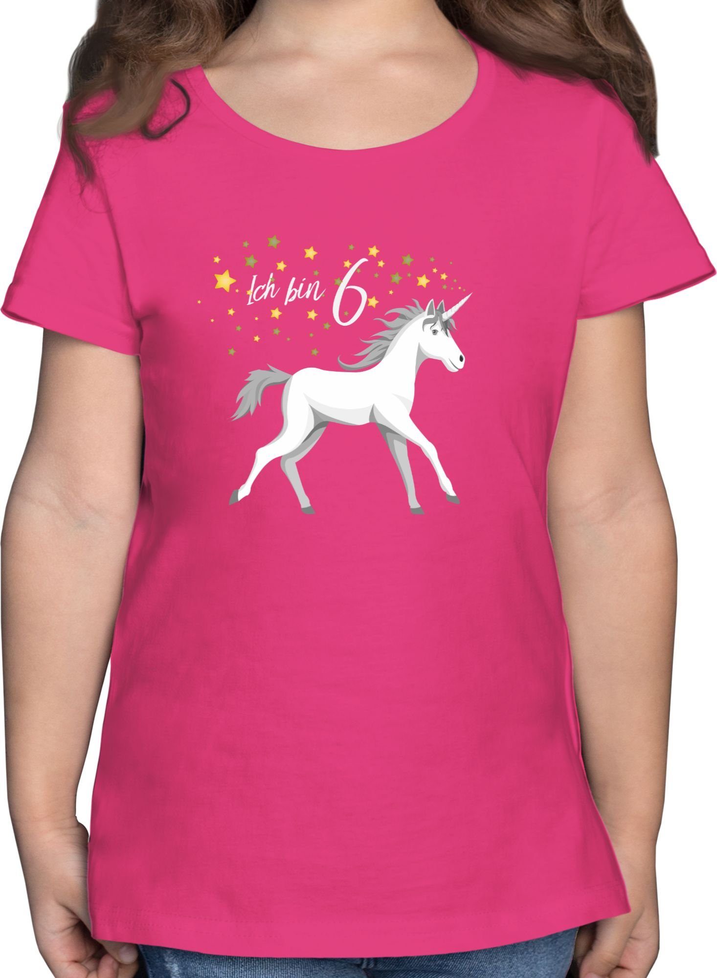 Einhorn 1 Fuchsia 6. T-Shirt Shirtracer Geburtstag Sechster