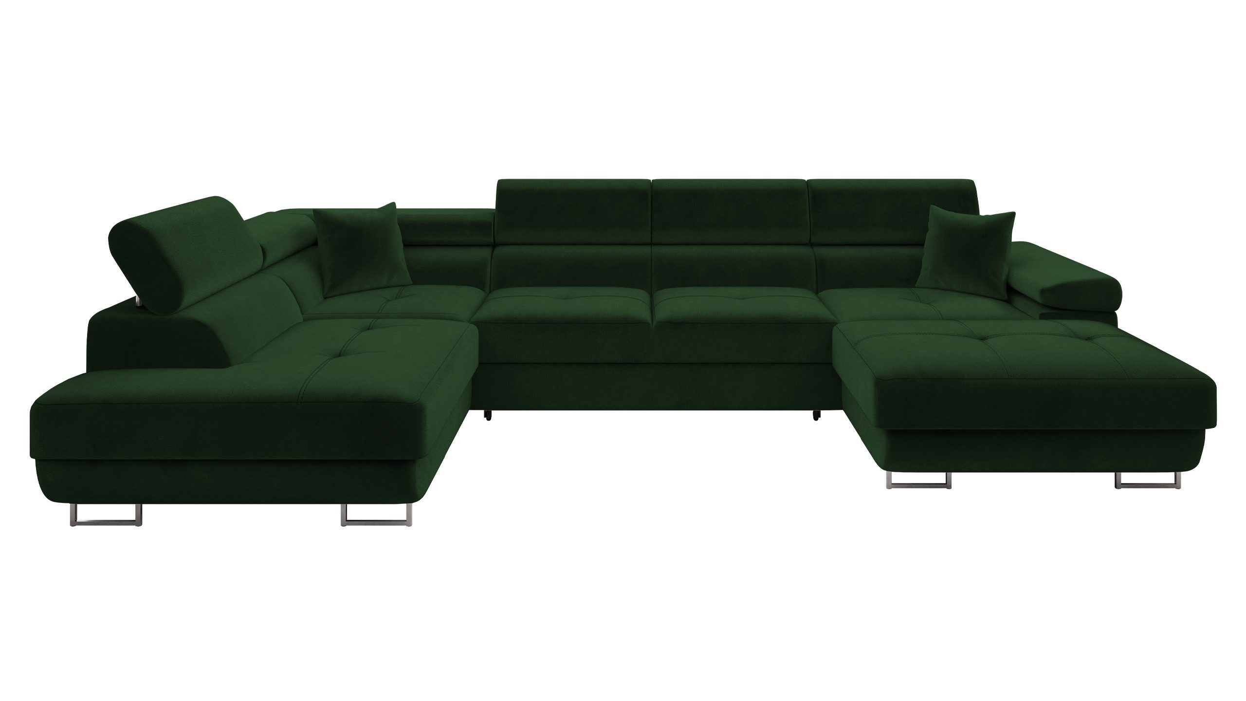 MIRJAN24 Wohnlandschaft Torezio Bis, mit Bettkasten und Schlaffunktion, Einstellbare Kopfstützen, 346x203x70-90 cm, U-Form
