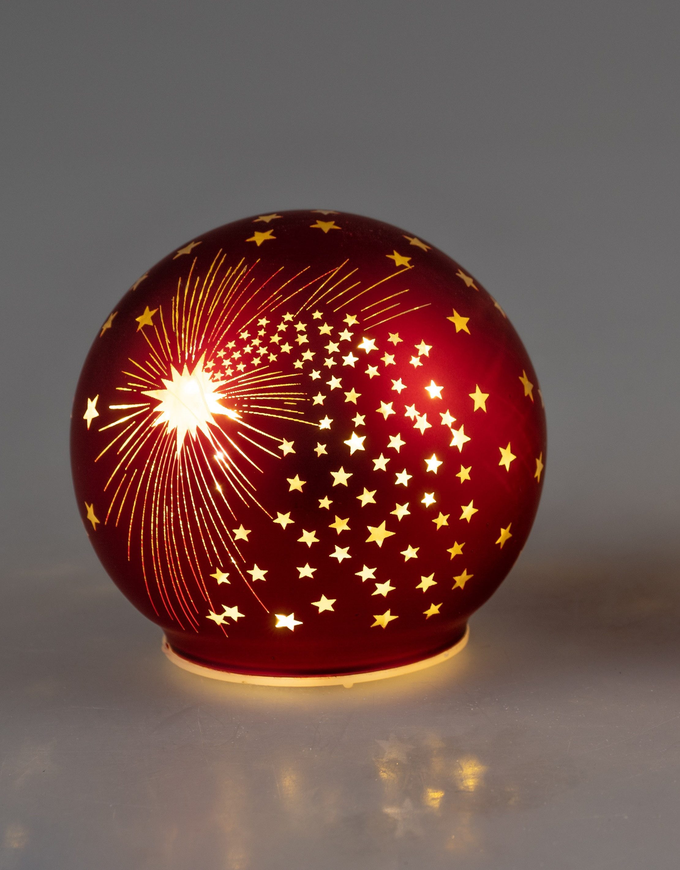 formano Weihnachtsbaumkugel Deko Kugel Licht Rot Gold LED-Licht mit Timer Weihnachtskugel