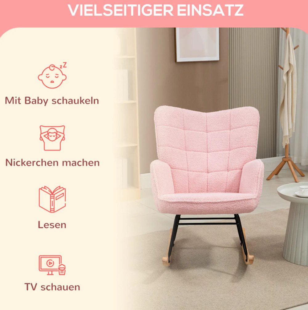 XDeer Schaukelstuhl Schaukelstuhl,Lounge-Stuhl im Retro-Design,Sessel, Relaxsessel, Wohnzimmer 98x71x101cm, Rosa