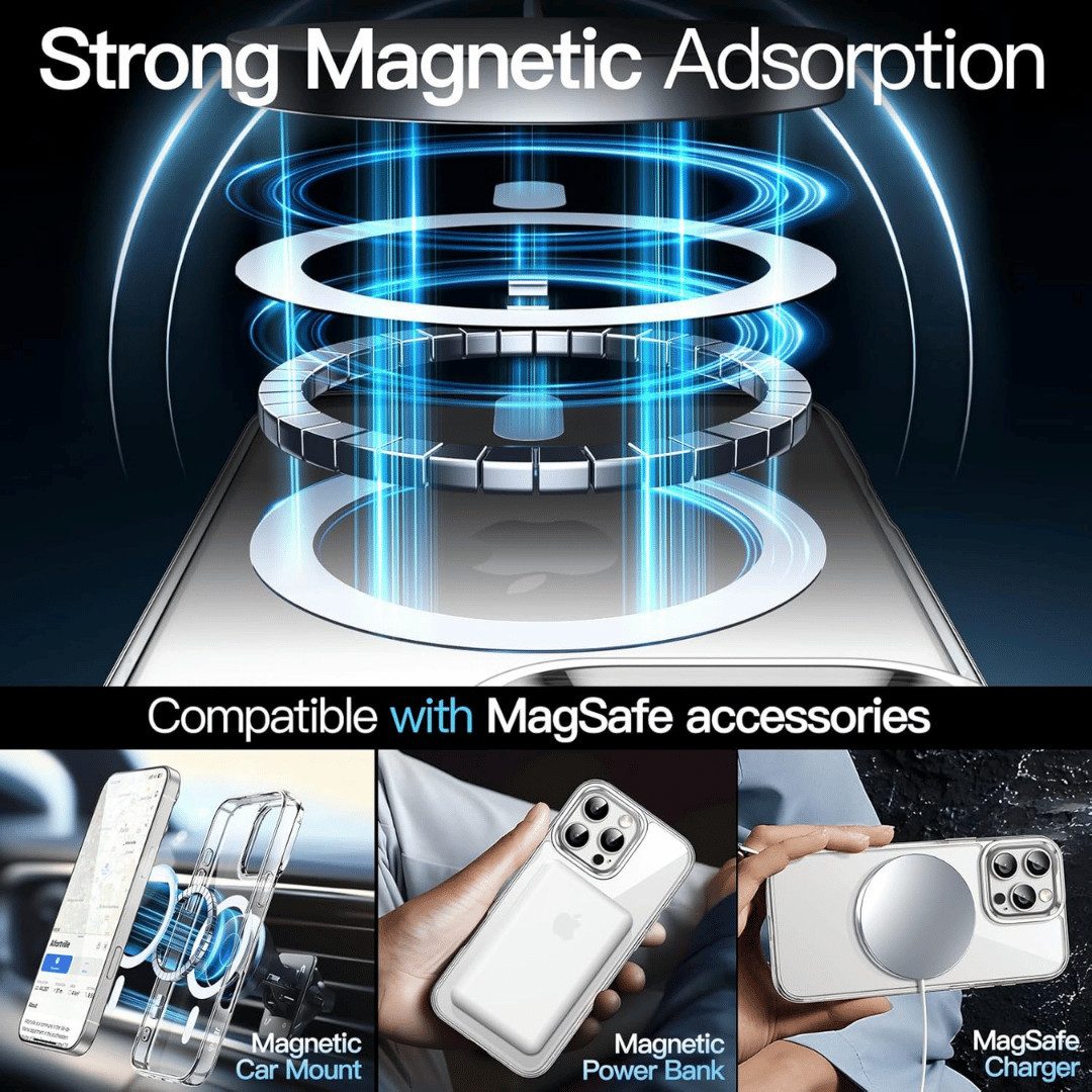 SmartUP Smartphone-Hülle für Iphone 16 Pro Max Plus Magsafe Schutz Tasche Bumper Cover Case, Magnetring