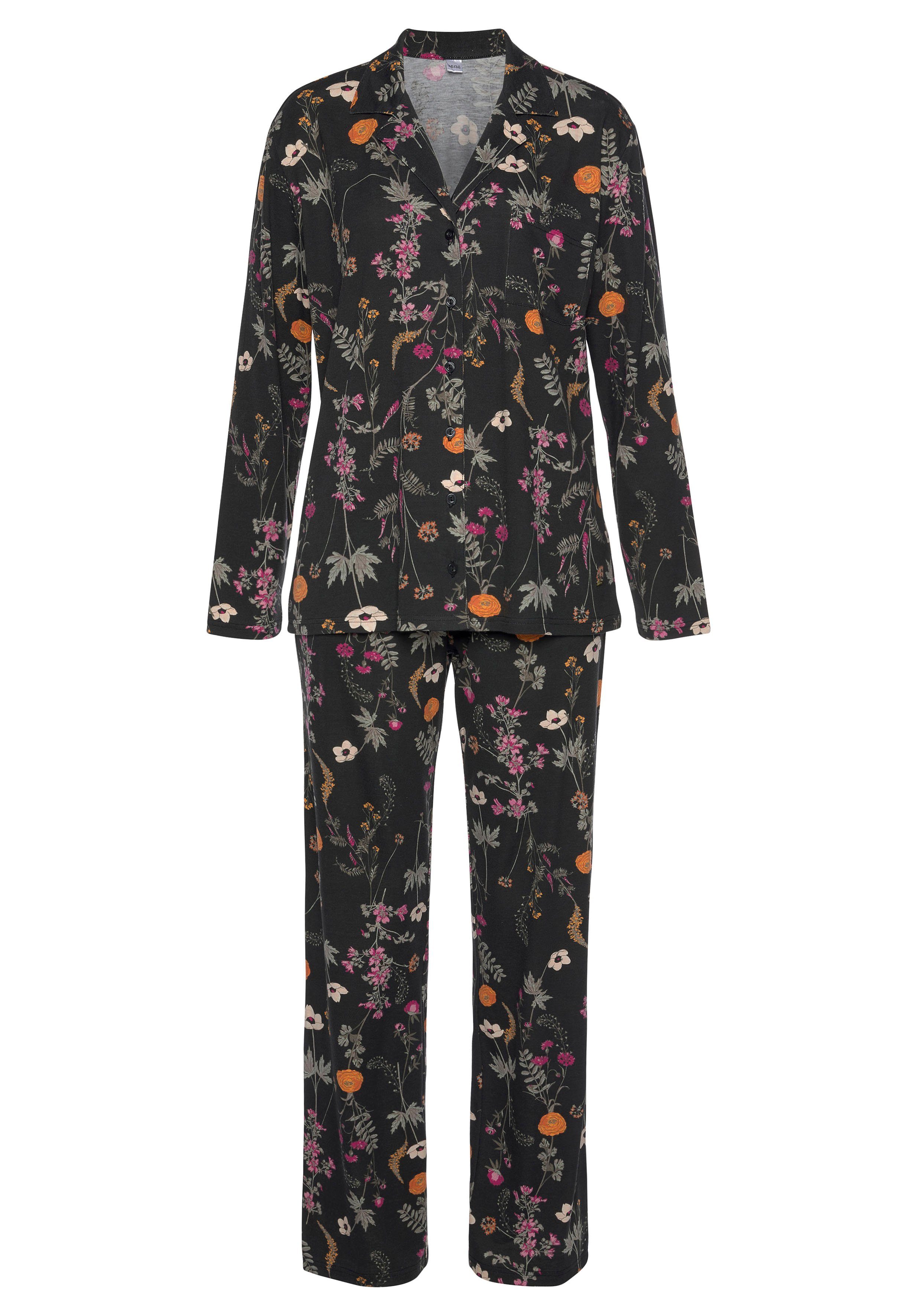 LASCANA Pyjama (2 Wildblumen tlg., Muster 1 Stück) schwarz mit