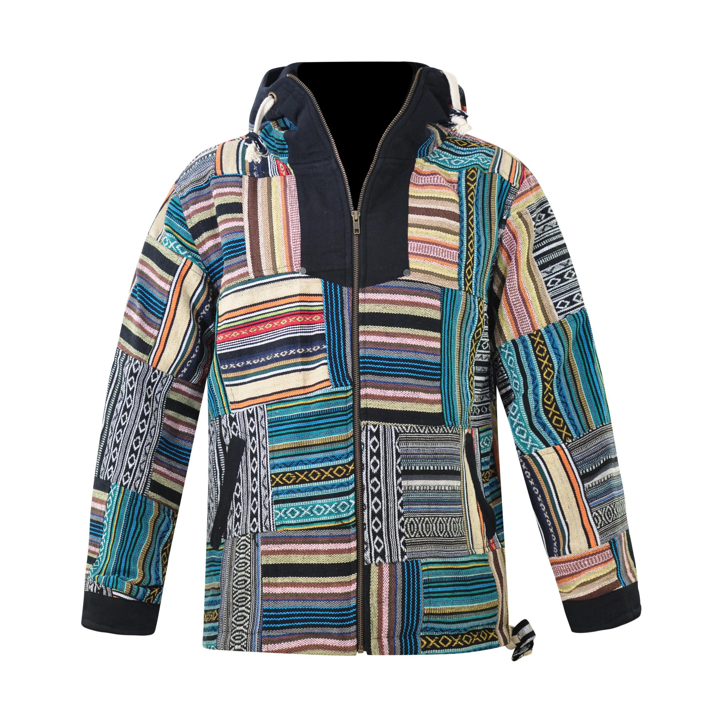Cargojacke Vintage Hoodie Herren, Baumwolle, Baja Hoodie Vintage Hippie Jacke