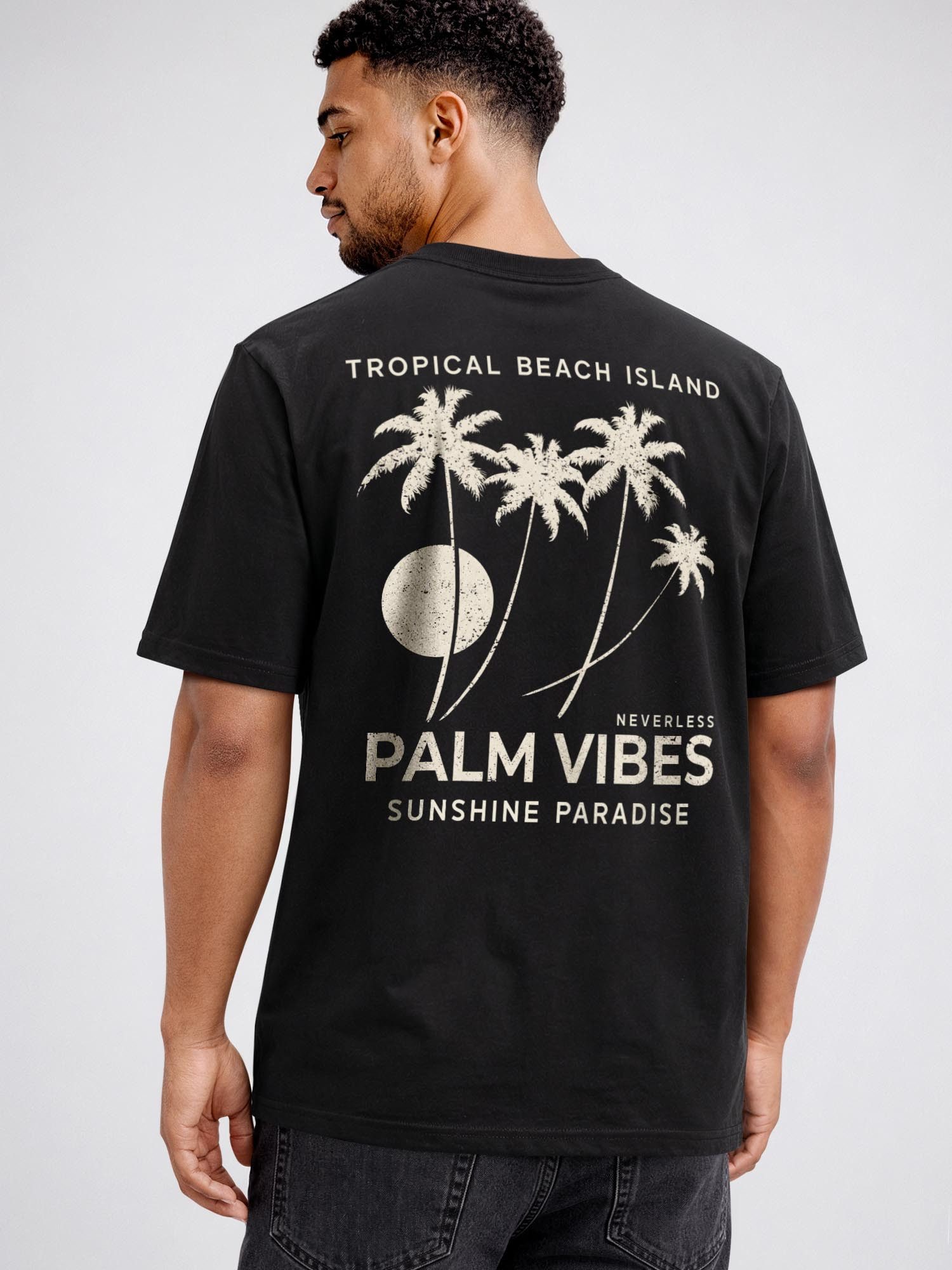Neverless Oversize-Shirt Herren T-Shirt - Palm Vibes - Oversized Relaxed Fit Printshirt Sommer mit Print