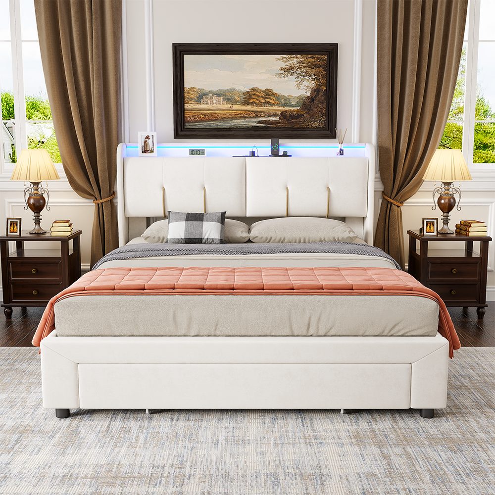 PXloue Stauraumbett Polsterbett Doppelbett (Kopfteil mit verstecktem Staura günstig online kaufen