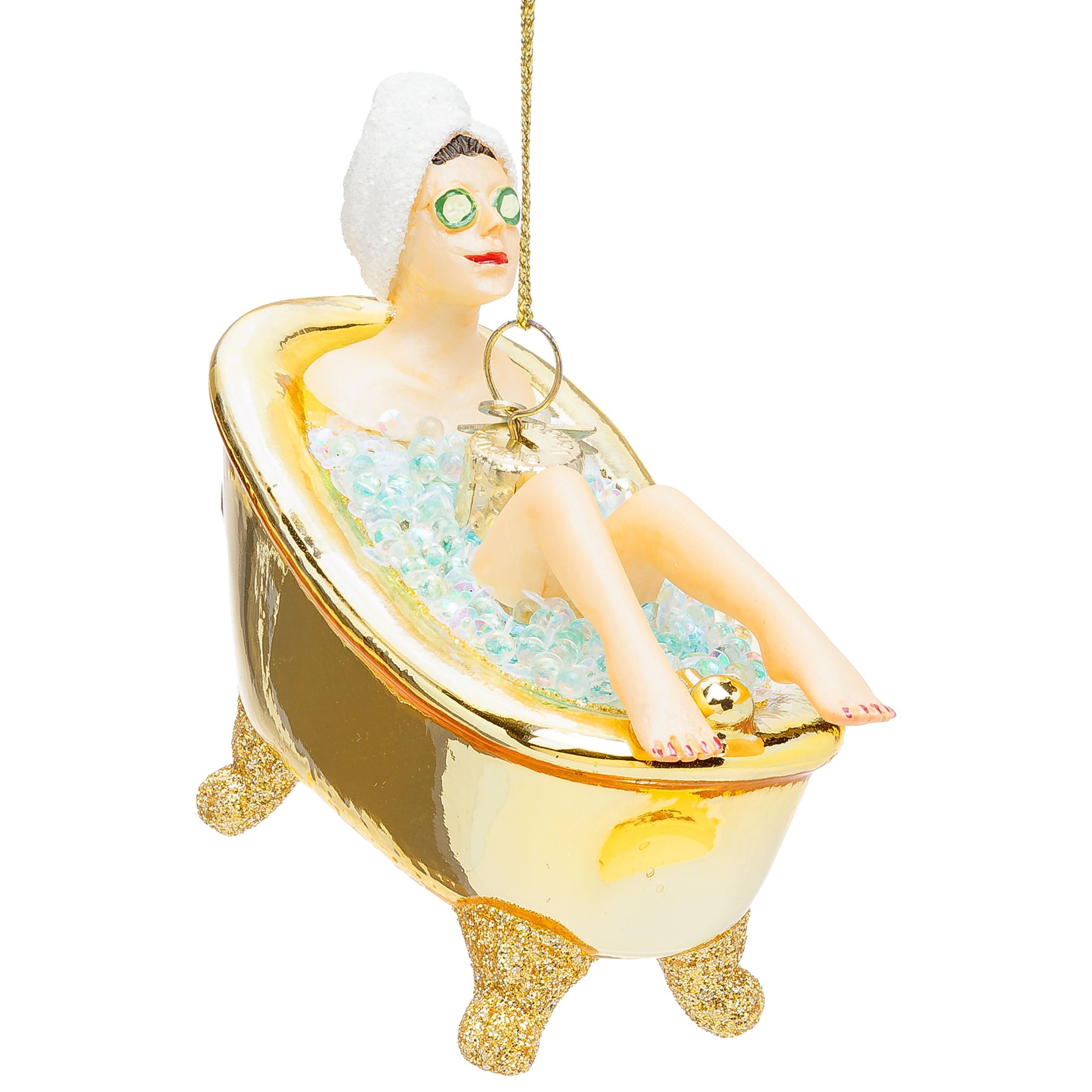 SIKORA Weihnachtsbaumkugel Badewannen Girl besondere Weihnachtskugel Glas Anhänger – BS050, Christbaumschmuck Deko - traditionell, witzig & außergewöhnlich