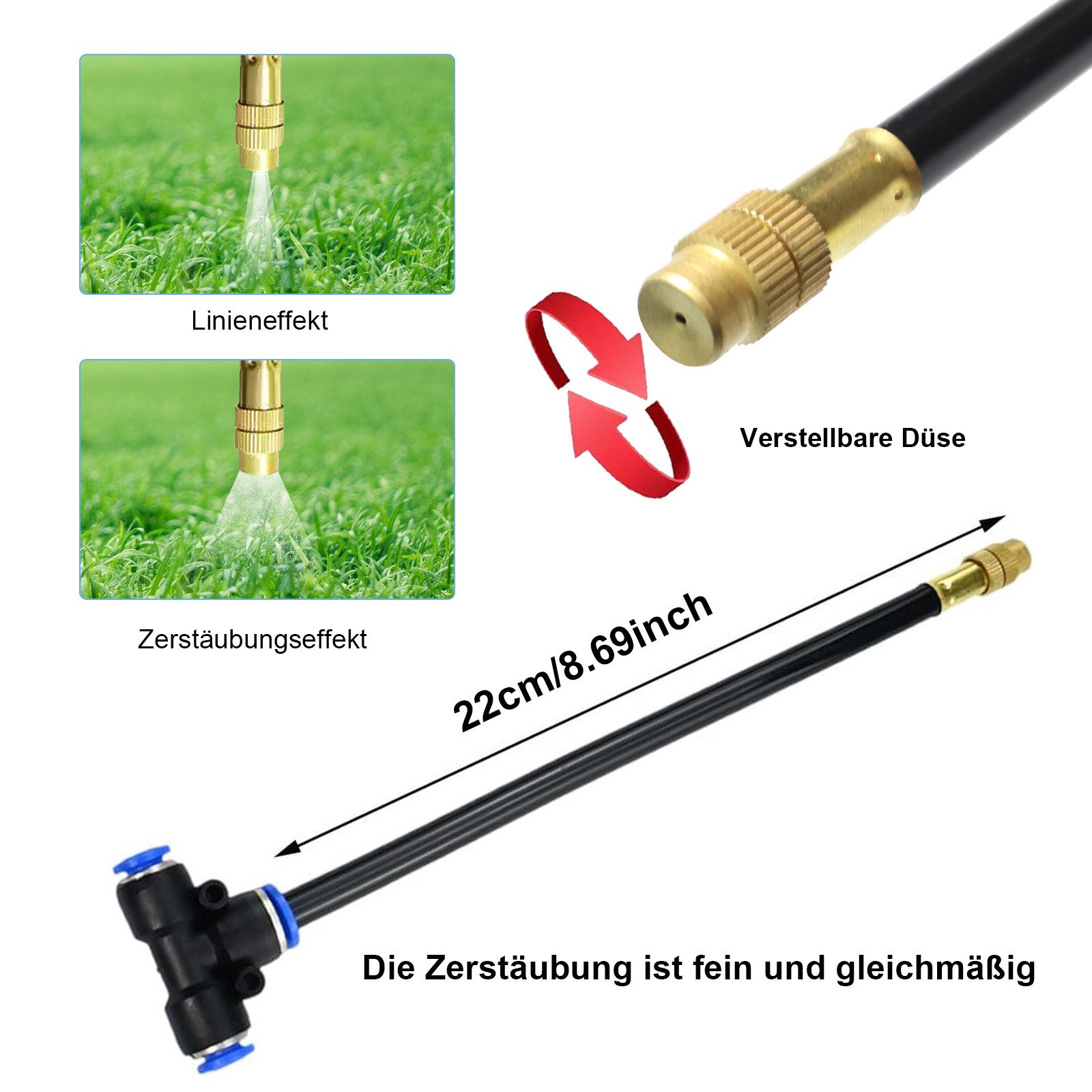 Jibenhome Bewässerungssystem Automatische Bewässerung,Bewässerungssystem Garten Balkon Gewächshaus, 10M Sprinkler Flexibel Wassersparend Einstellbare Sprühdüse