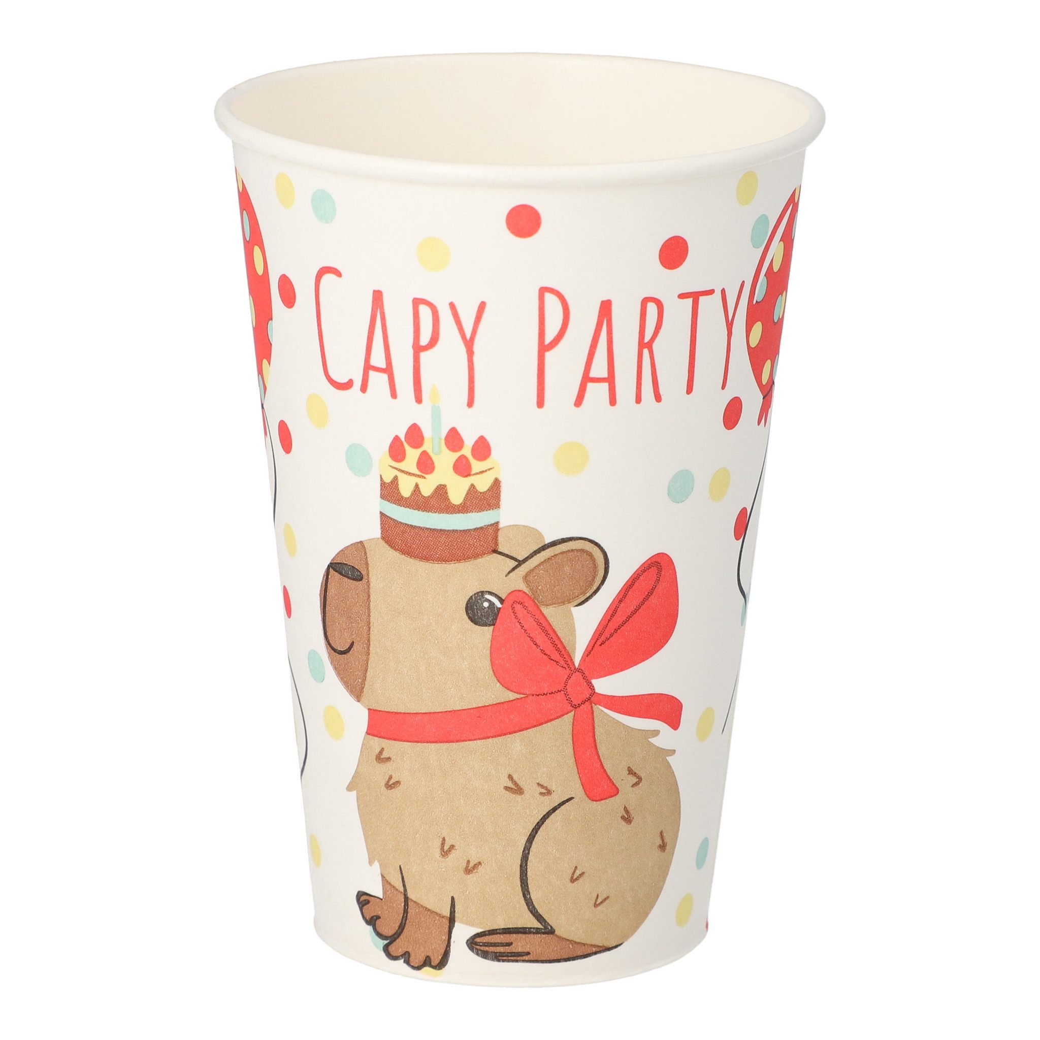 PAPSTAR Becher, Papier, Pappbecher 200ml mit Capybara Party Motiv 10er Set Bunt