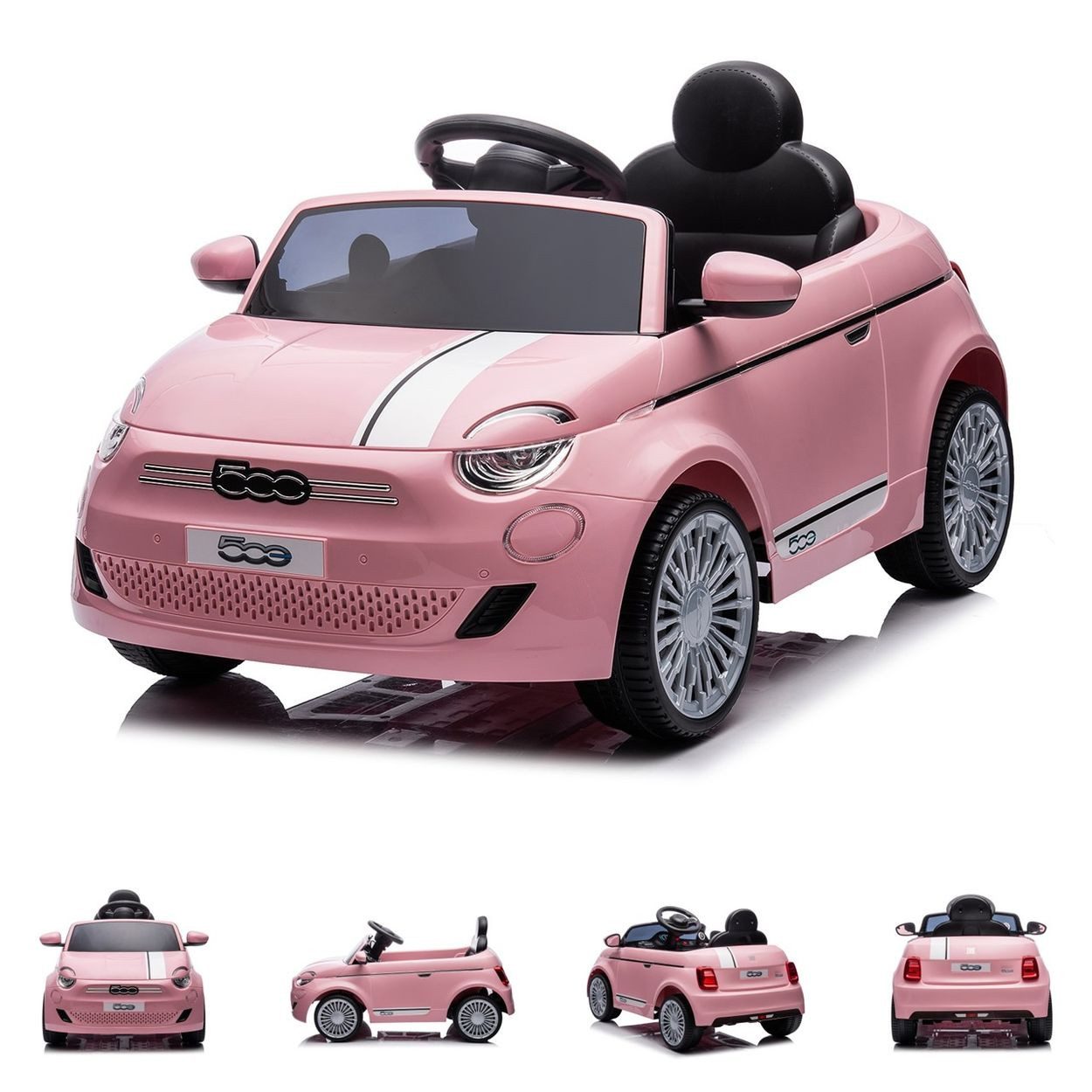Chipolino Elektro-Kinderauto Fiat 500, Belastbarkeit 30 kg, Fernbedienung, Sicherheitsgurt, MP3, USB, lizenziert