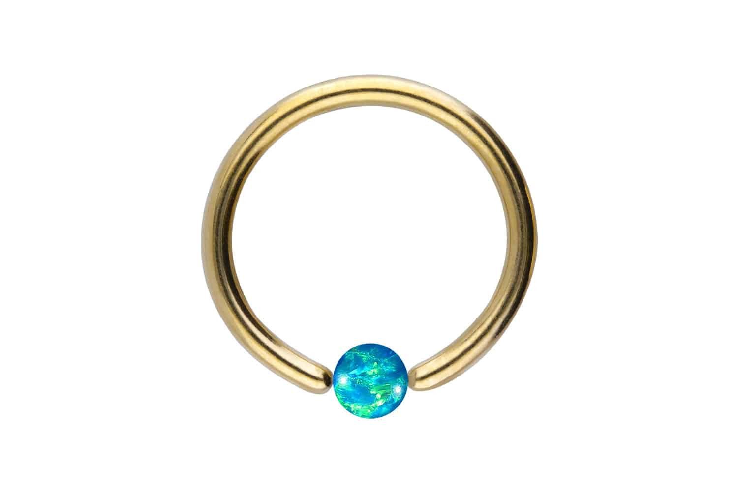 PIERCINGLINE Nasenpiercing Titan Klemmkugelring SYNTHETISCHER OPAL (Klemm-Ringe, 1-tlg)