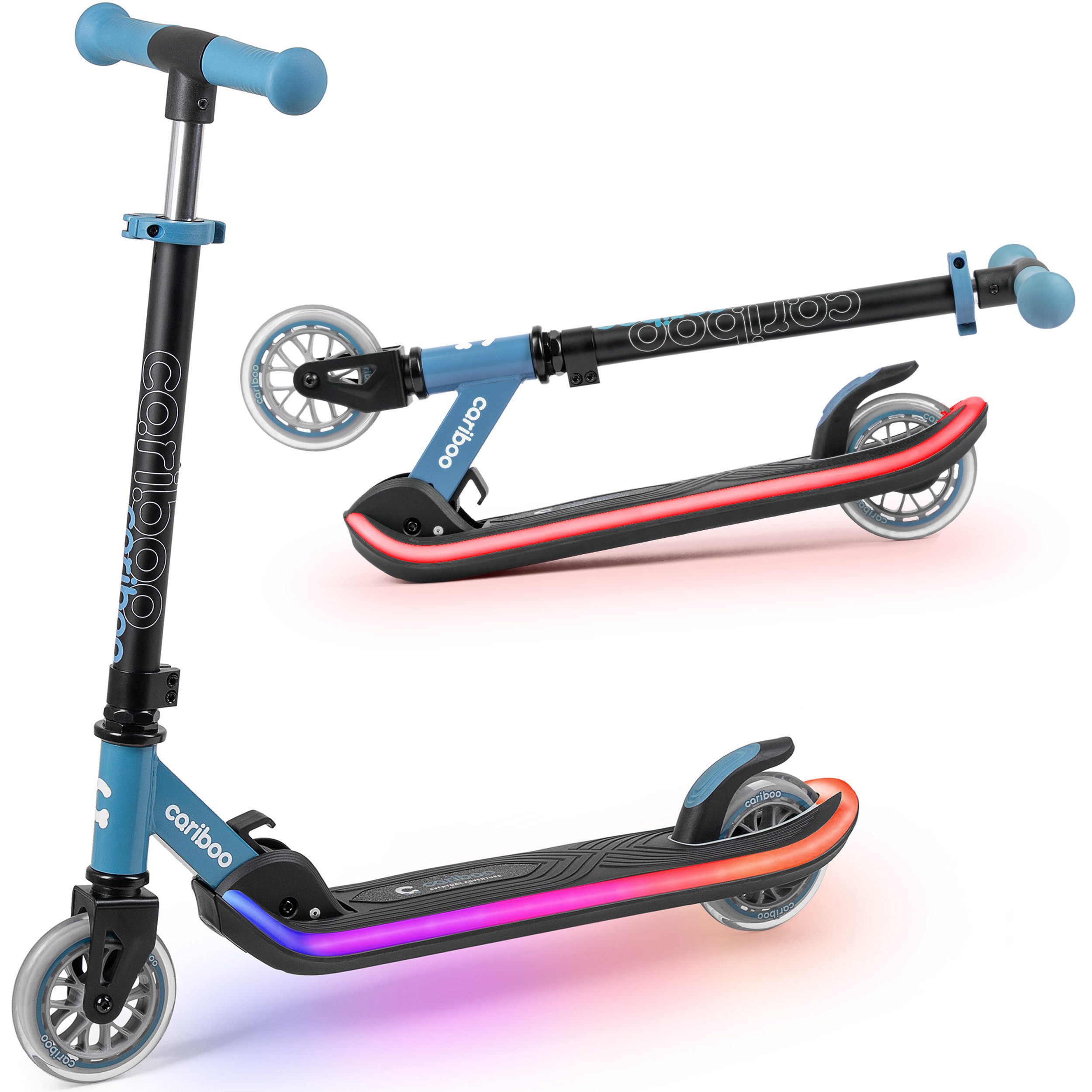 Cariboo Tretroller Zweirad-Kinderroller CARIBOO LEDSTAR leuchtendes LED-Deck 11 Modi