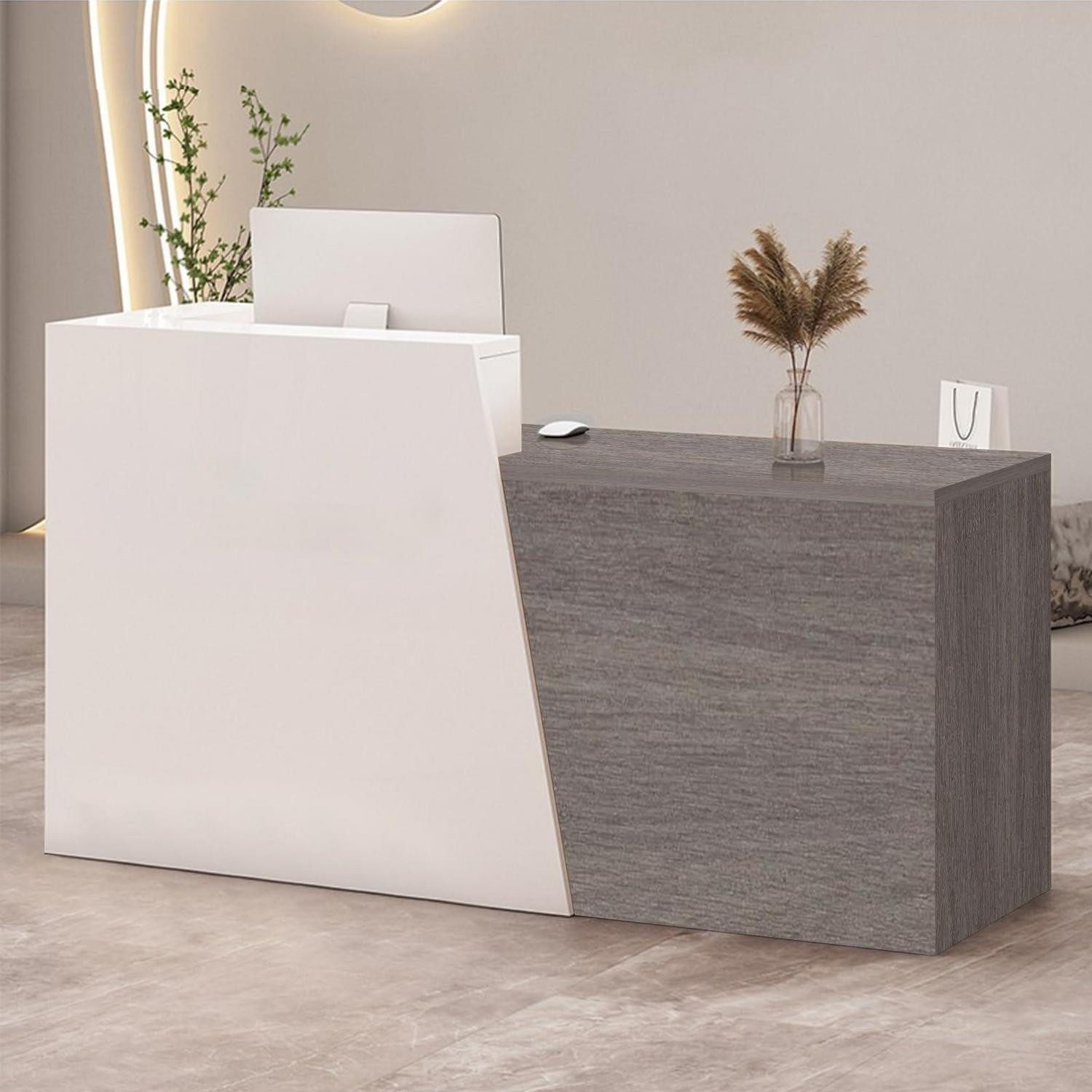 Empfangstheke Empfangstheke Kassentisch 230×42×100cm White + Dark Gray Left