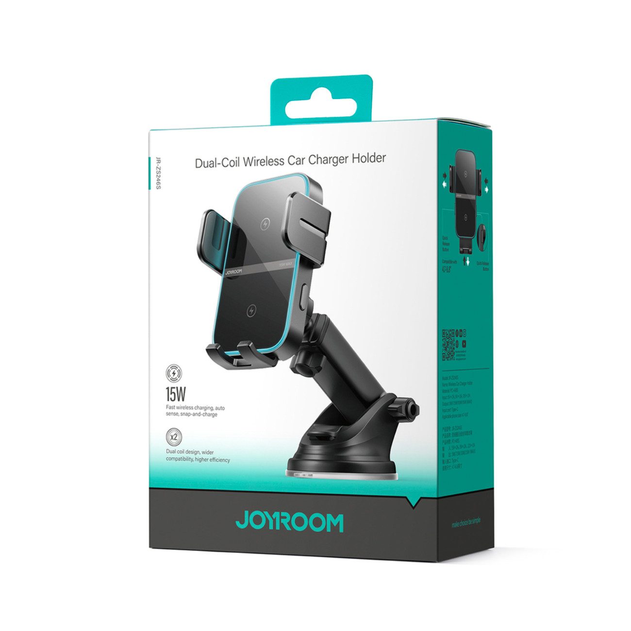 JOYROOM Handy-Halterung JR-ZS246, (bis 6,8 Zoll, 1-teilig, 1-teilig, Induktive Kfz-Halterung 15 W mit Auto-Klemmfunktion)