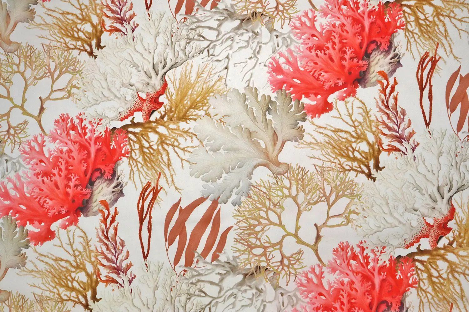 Stofferia Stoff Dekostoff Organische Baumwolle Korallenriff Mool Rot, Meterware