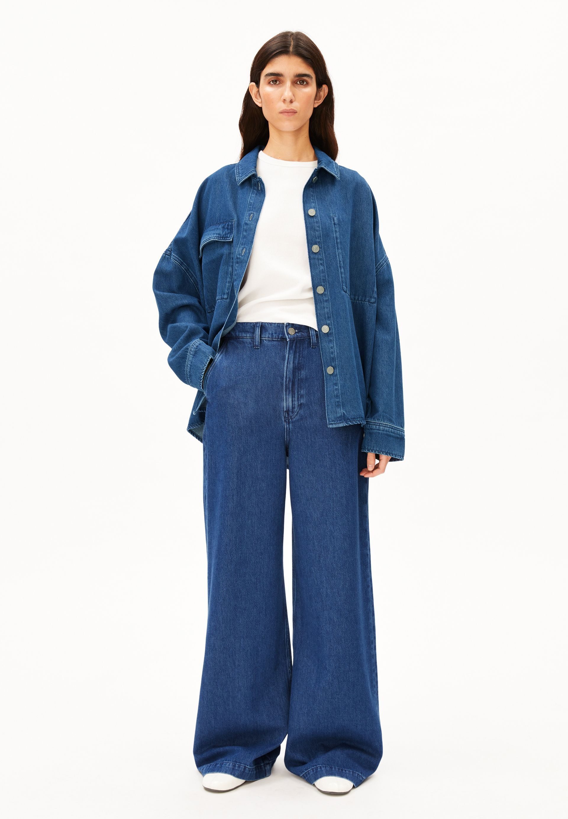 Armedangels Stoffhose WIDE LEG DENIM TENCEL™ Lyocell Mix (High Waist, Loose Fit)