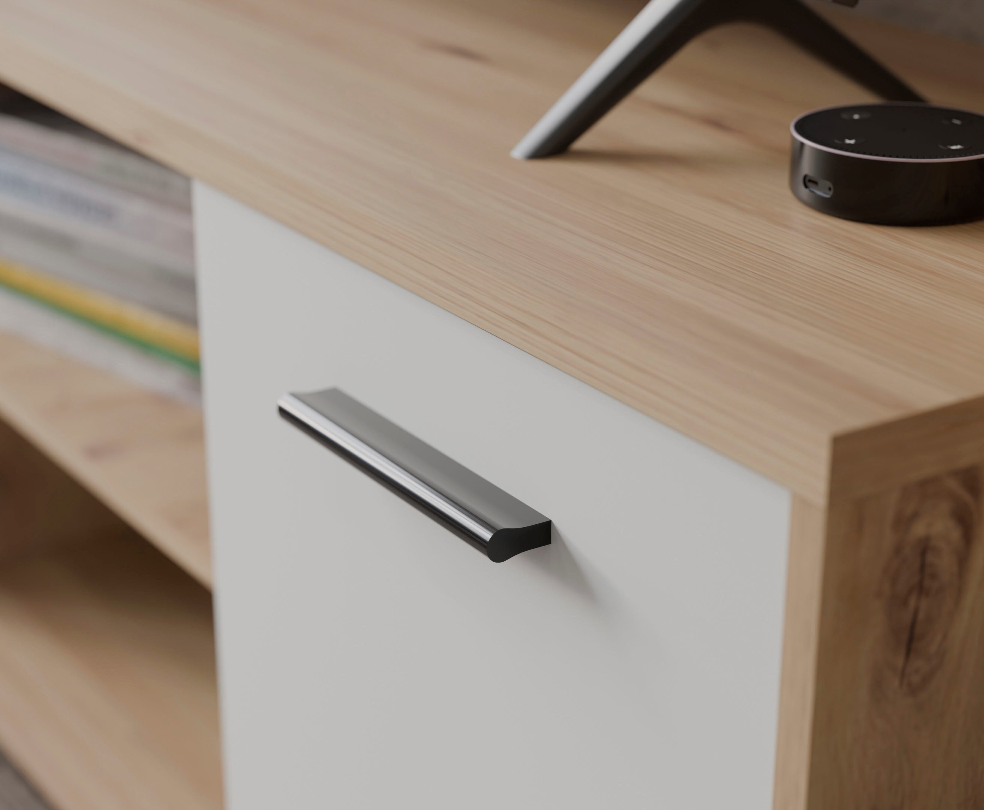 FORTE Wohnwand Pablo, (5-St), Wohnwand 5teilig, Stauraum, Funktionalität, Artisan Eiche/Weiss