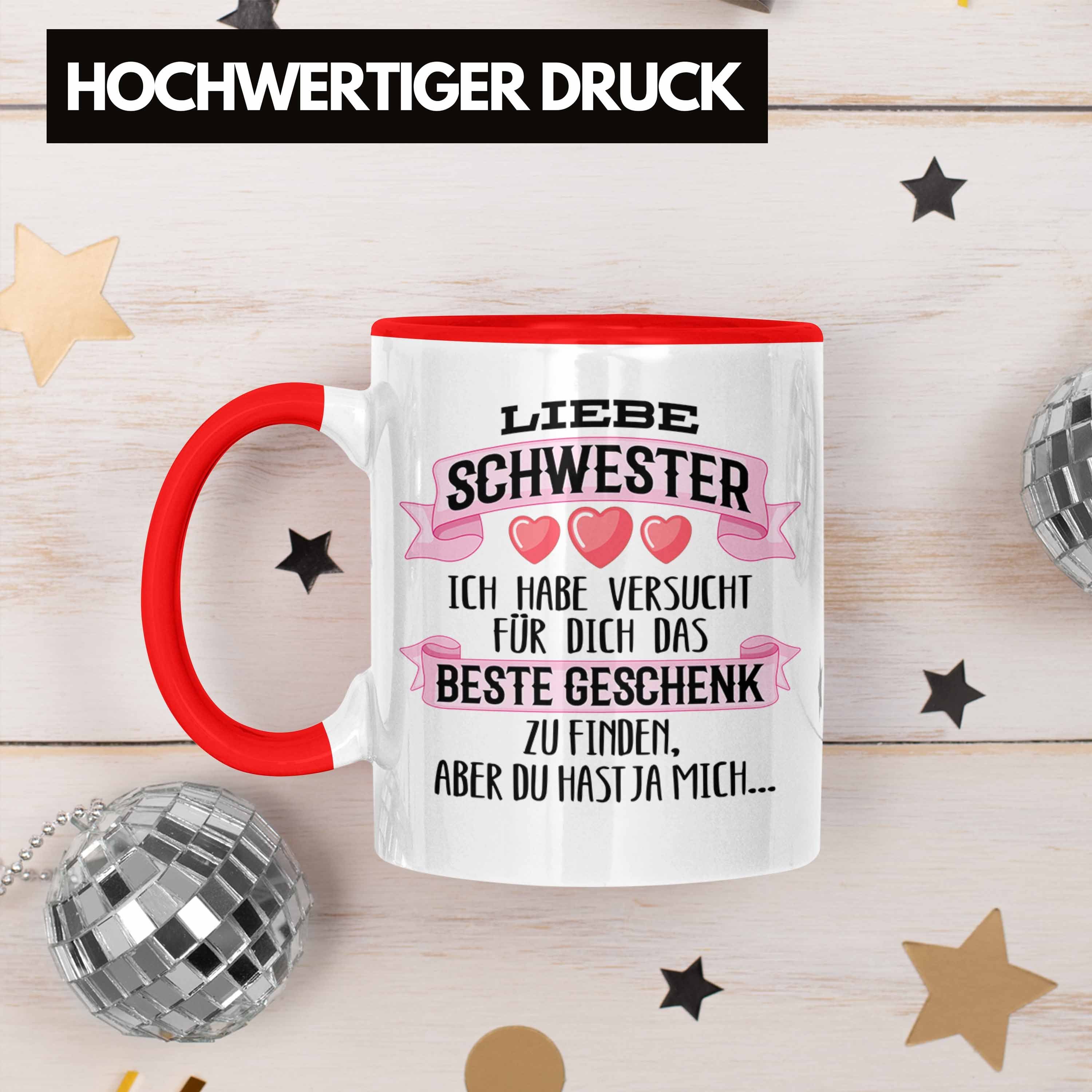 Trendation Tasse Trendation - Beste Schwester Geschenk Tasse Kaffeetasse Geburtstag Wei
