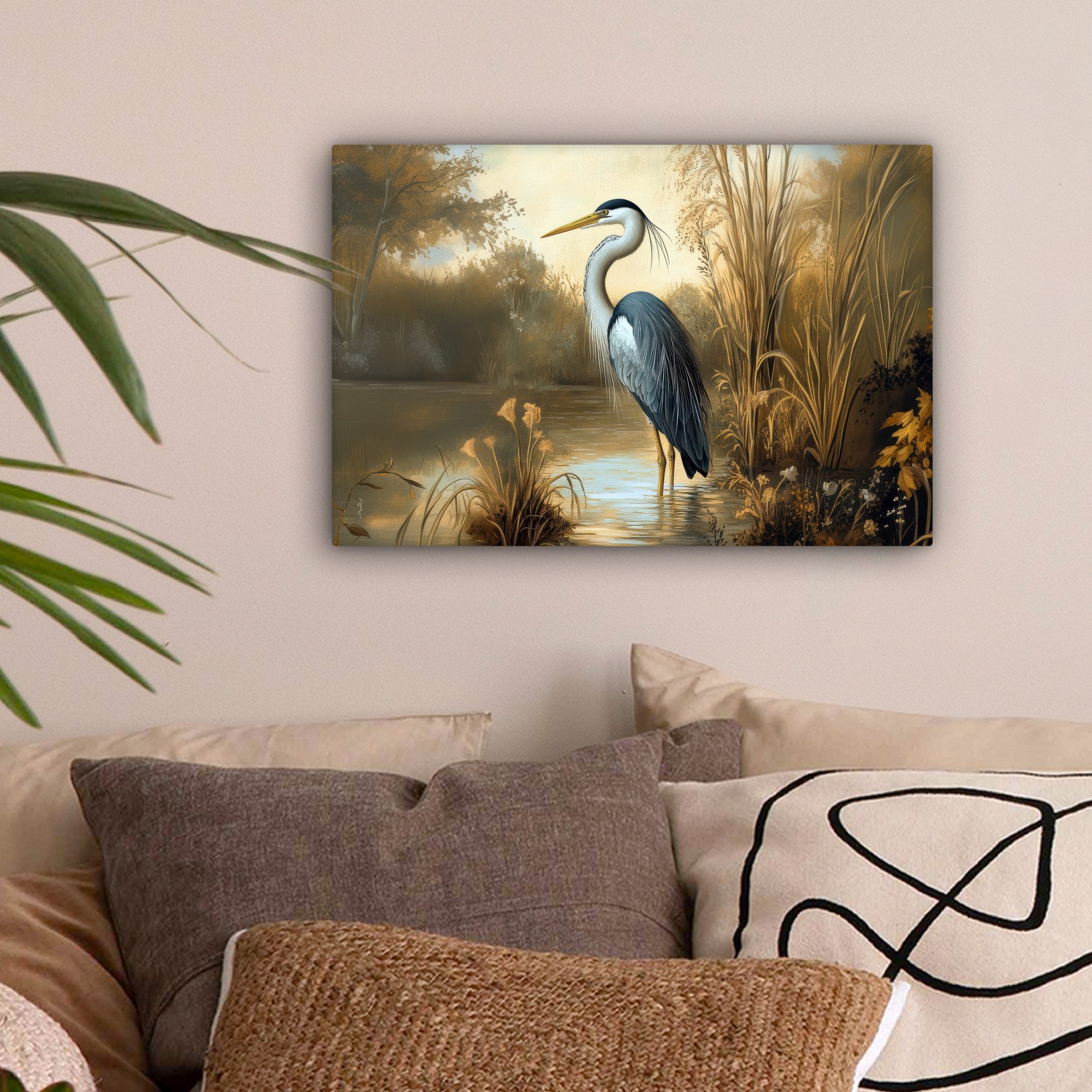 OneMillionCanvasses® Leinwandbild Reiher - Wasser - günstig online kaufen