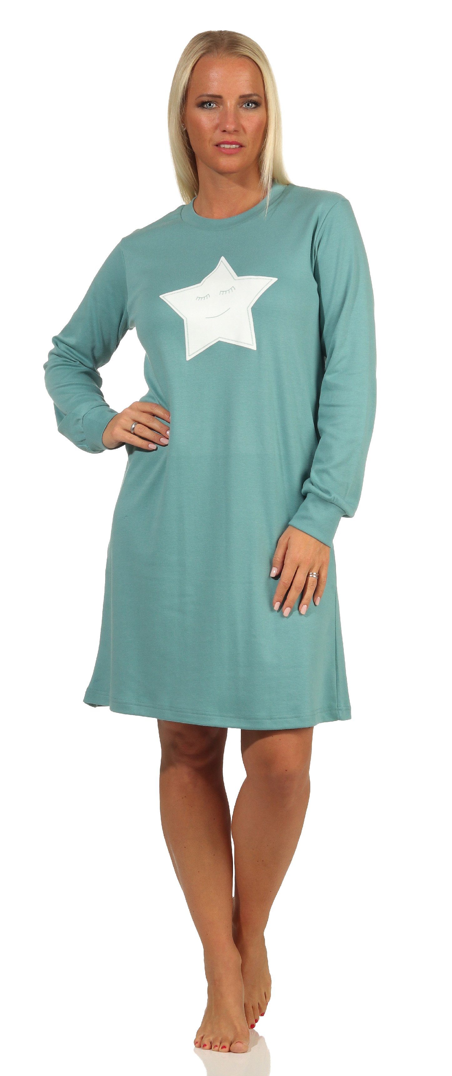 Normann Nachthemd »Kuschel Interlock Damen Nachthemd langarm mit Bündchen  und Sterne Motiv - 212 213 552« online kaufen | OTTO