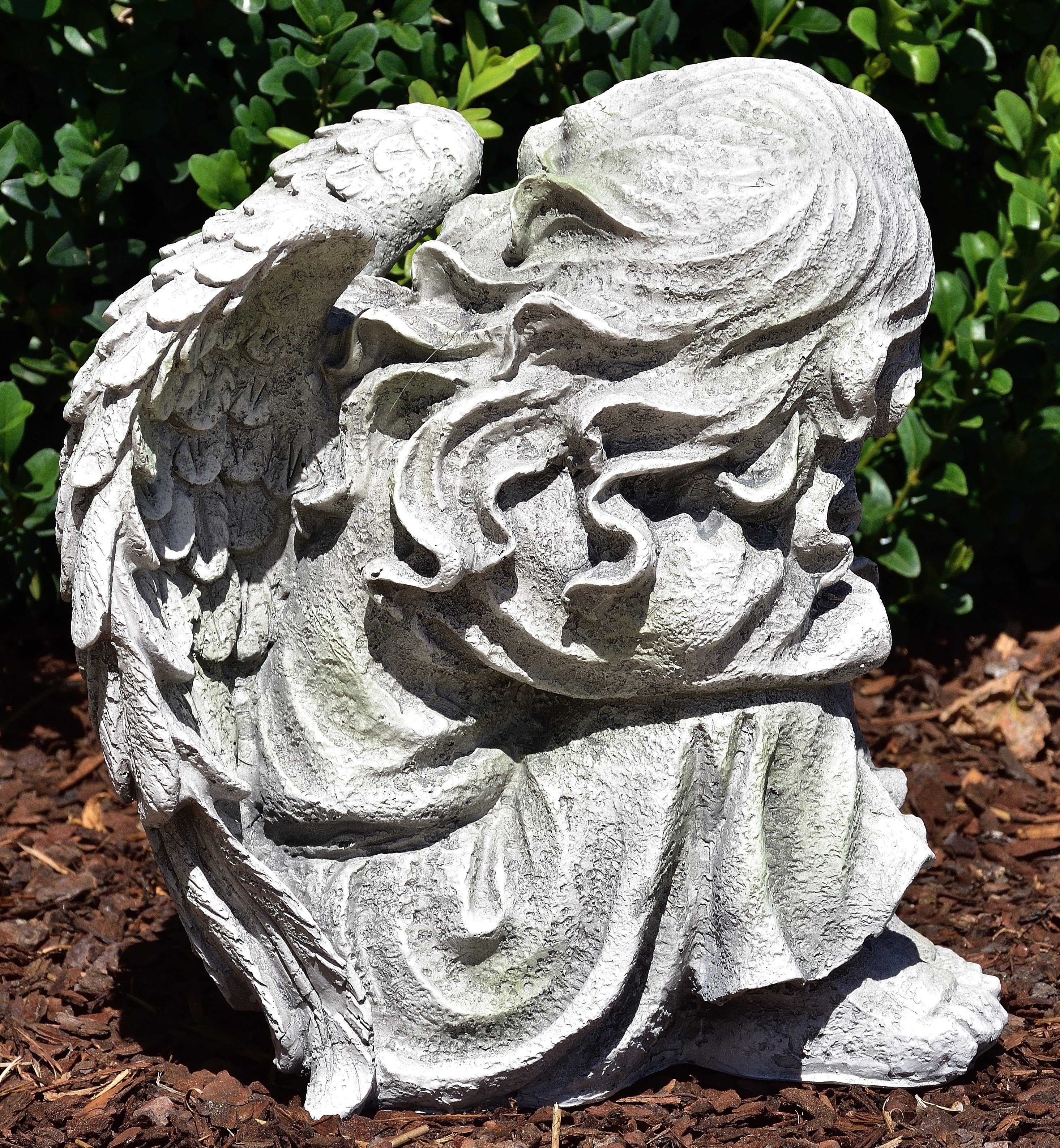 Allerheiligen Kopf Engel links Mädchen Engelfigur Dekofigur - Garten MystiCalls Gartenfigur grau Dekoration Grabengel Engelfigur