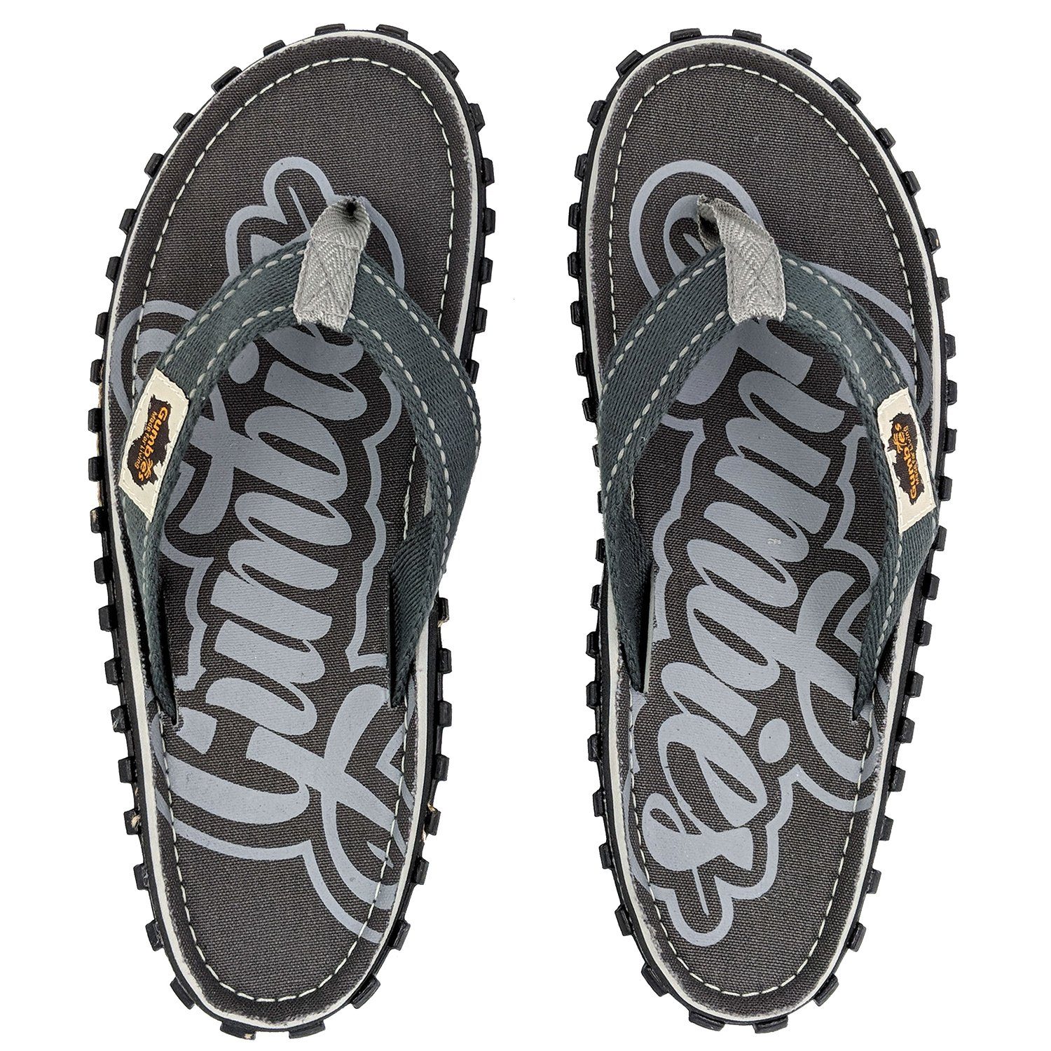 Gumbies Original in Cool Grey T-Strap-Zehentrenner aus recycelten Materialien hergestellt, stabile Gummisole
