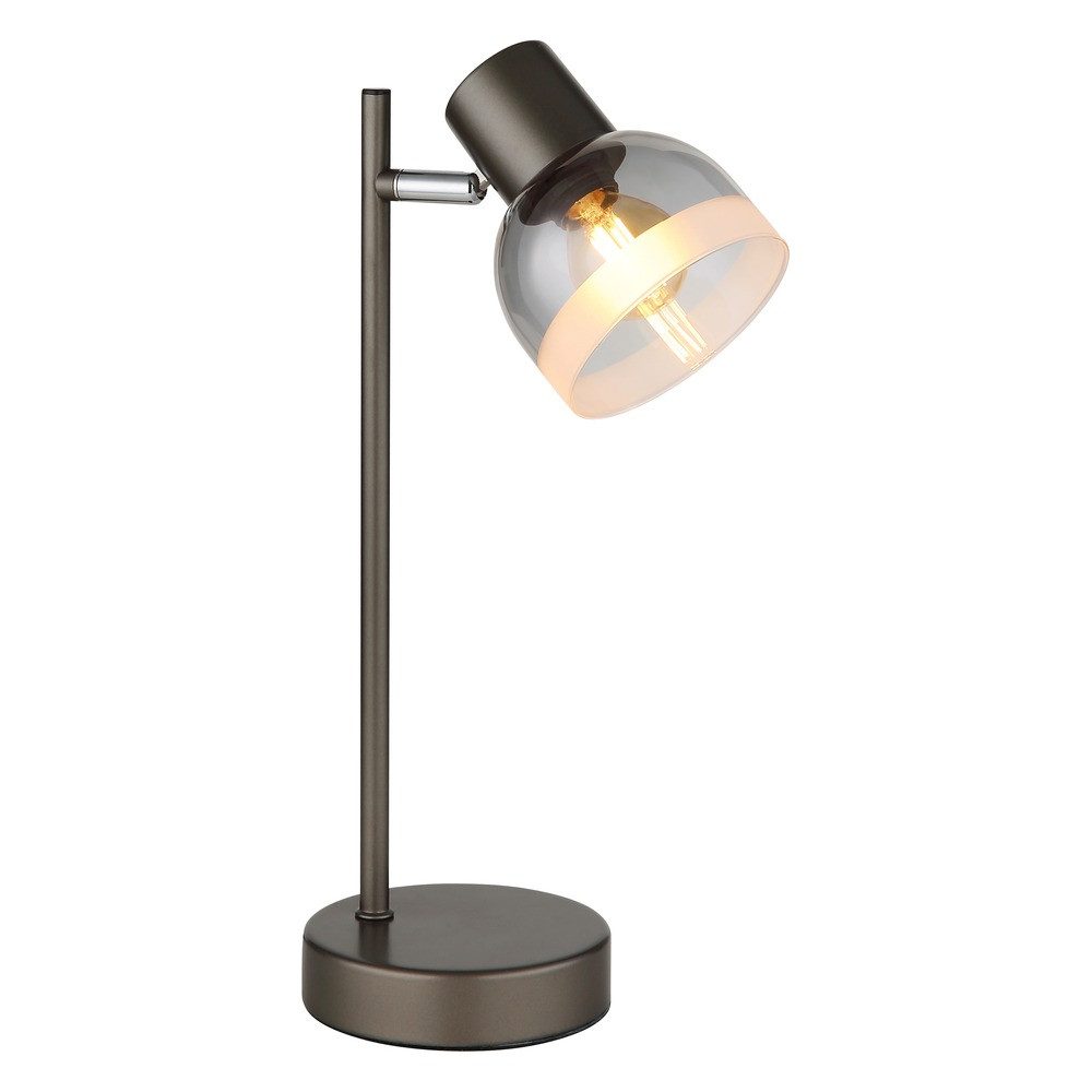 GLOBO LIGHTING Schreibtischlampe, Leuchtmittel nicht inklusive, Tischlampe Glas Flurleuchte verstellbar Schwarz Schalter H 35 cm