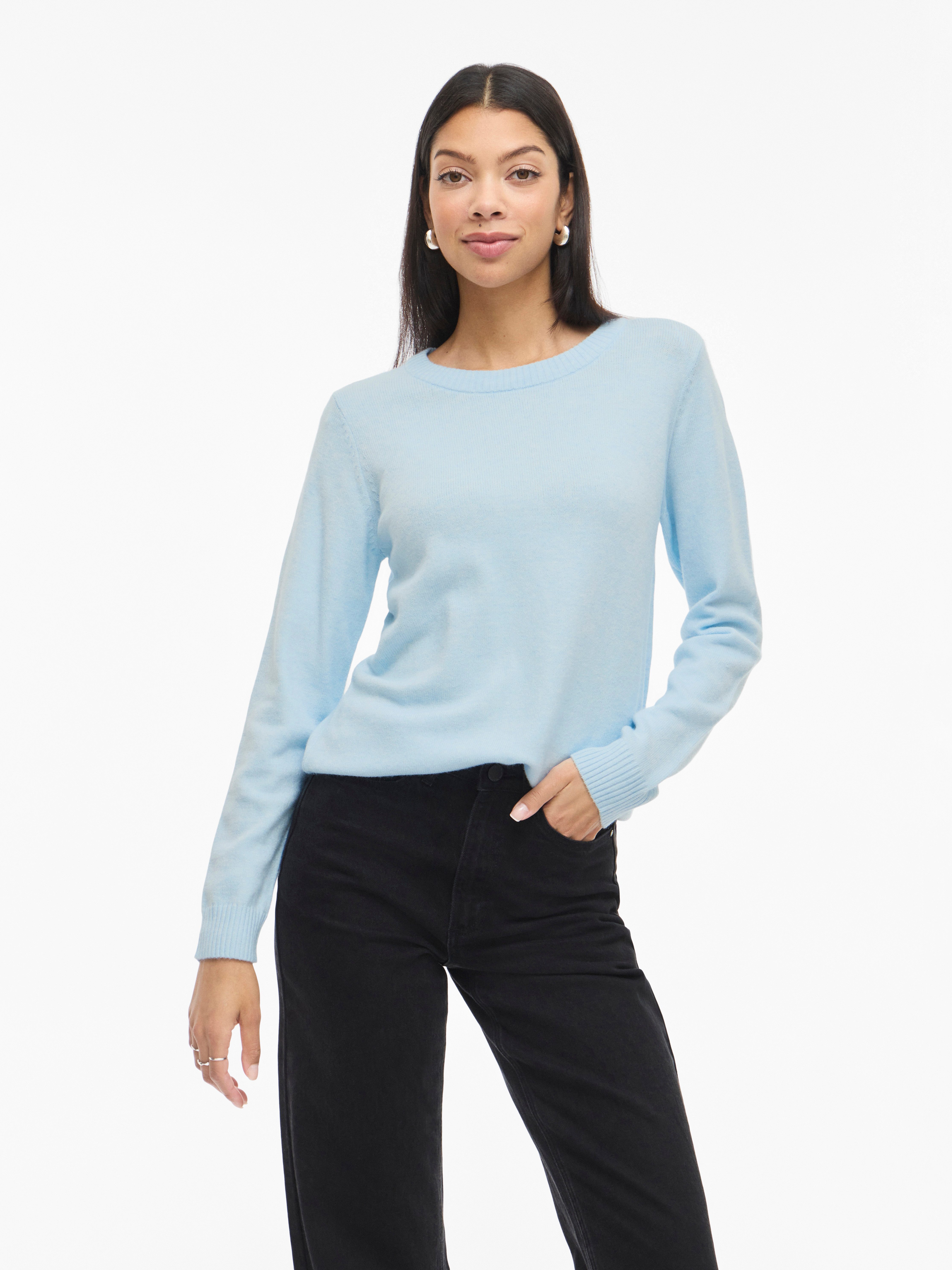Vila Rundhalspullover VIRIL O-NECK L/S KNIT TOP - NOOS Viskosemischung, regular fit