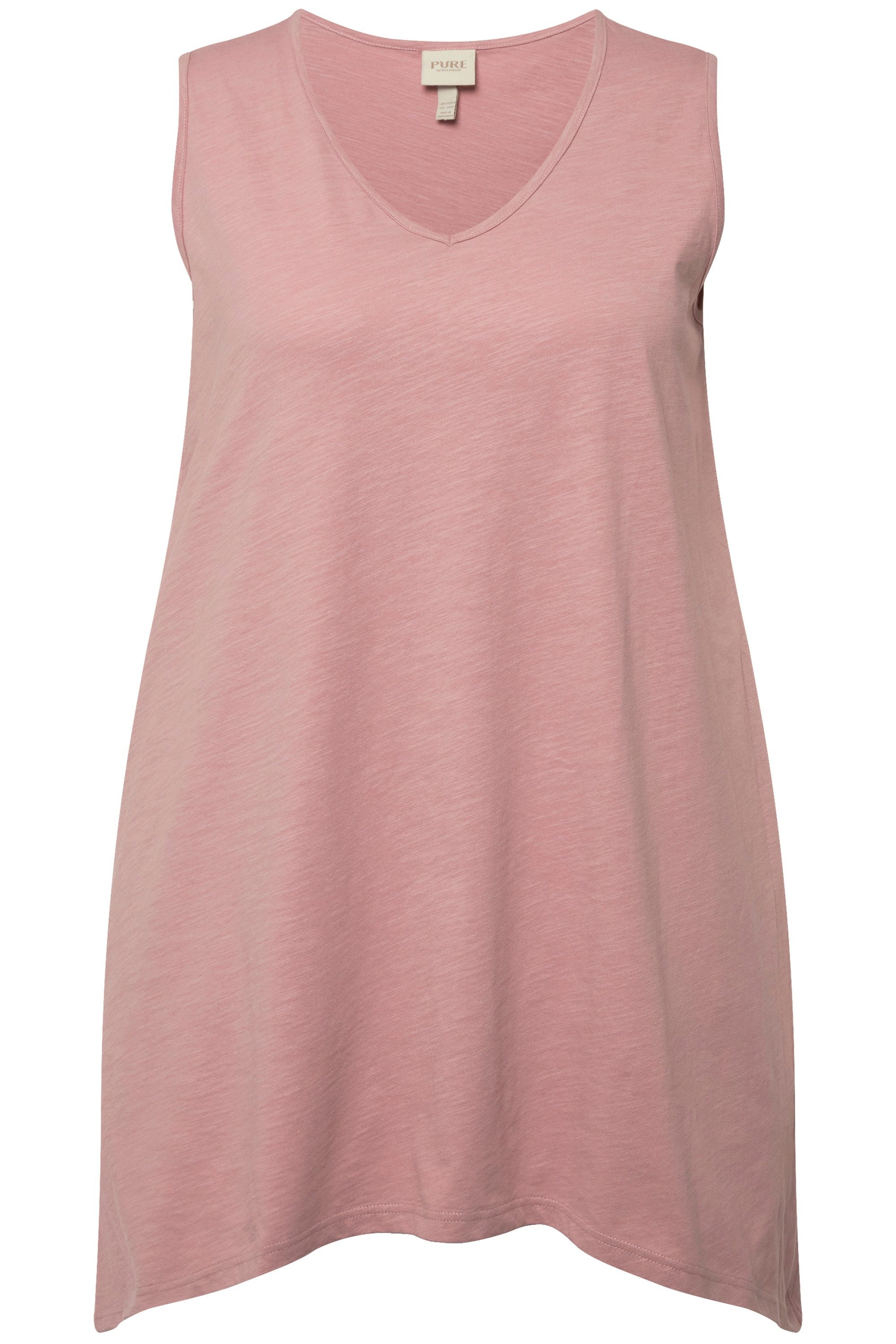 Ulla Popken Longshirt Longtop Zipfelsaum A-Linie V-Ausschnitt günstig online kaufen
