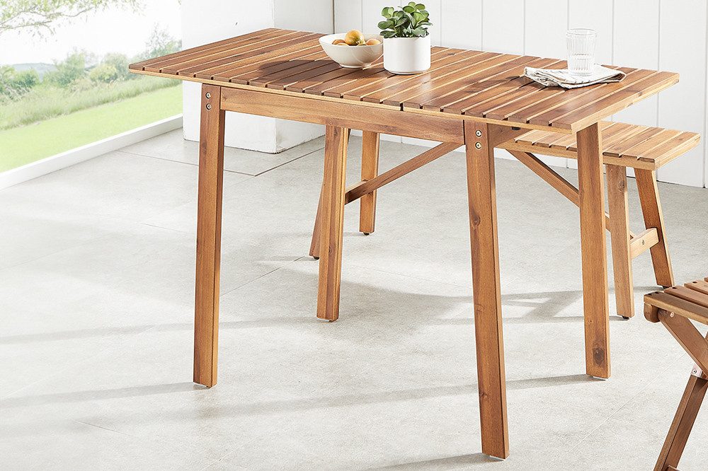 riess-ambiente Gartentisch BALI 110cm braun – Massivholz, ausklappbar, wett günstig online kaufen