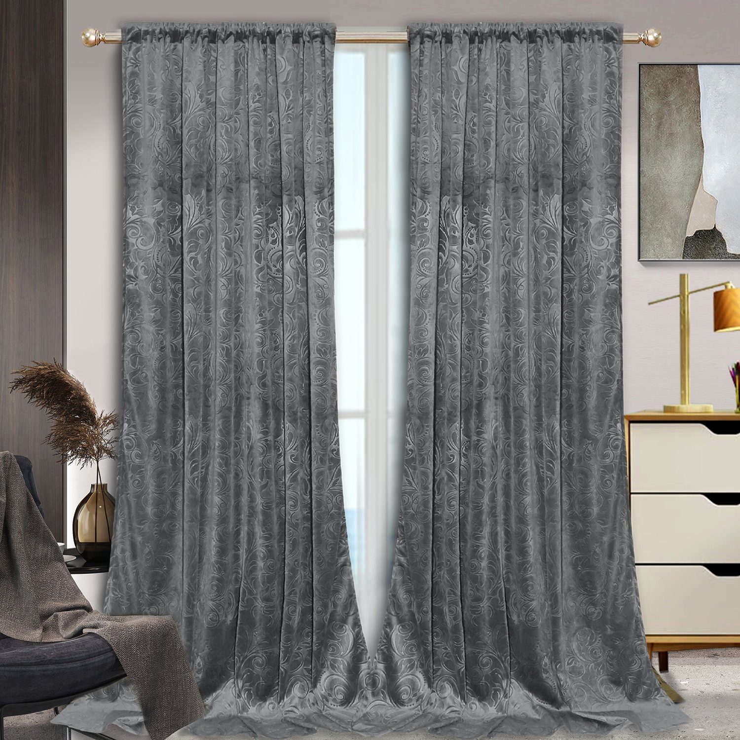 BTTO V&G Vorhang Gardinen Blickdicht Vorhang Samt Velvet Kräuselband (2 St), blickdicht, Vorhang Wohnzimmer – Bild 3 von 5