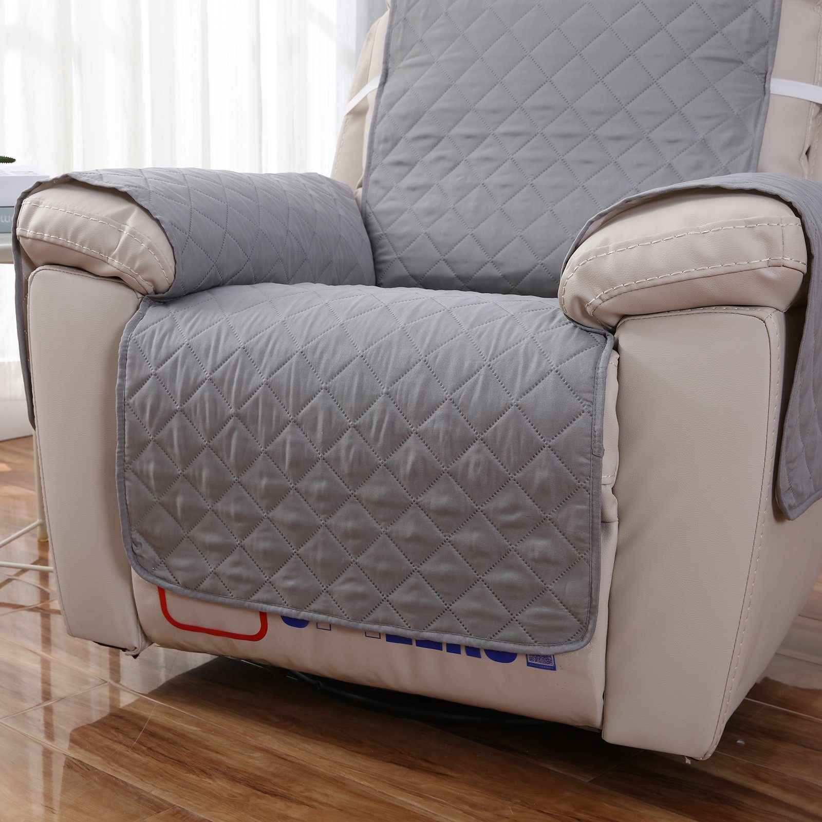 Liegesesselbezug, Anti-Rutsch, elastischem Haustier Sessel Grau Vliesstoff, Sitz Matte Sesselhusse Möbelschutz Gesteppter für mit Überzug Band, Sunicol,