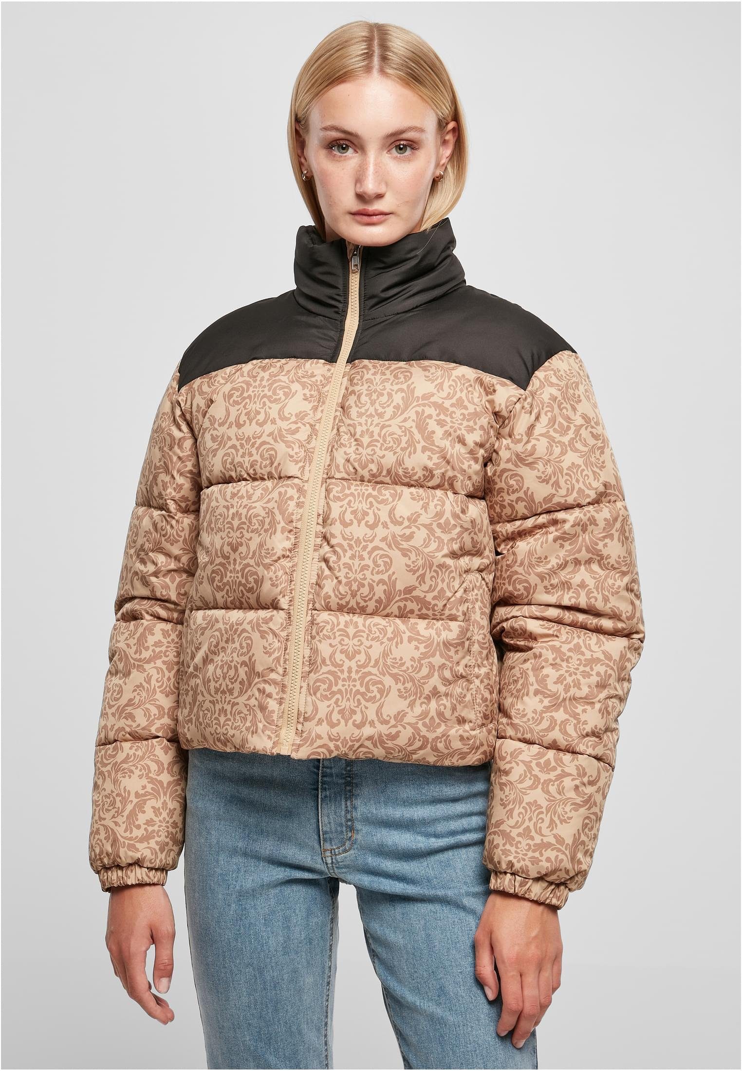 URBAN CLASSICS Winterjacke Damen Ladies AOP Retro Puffer Jacket (1-St) | Jacken