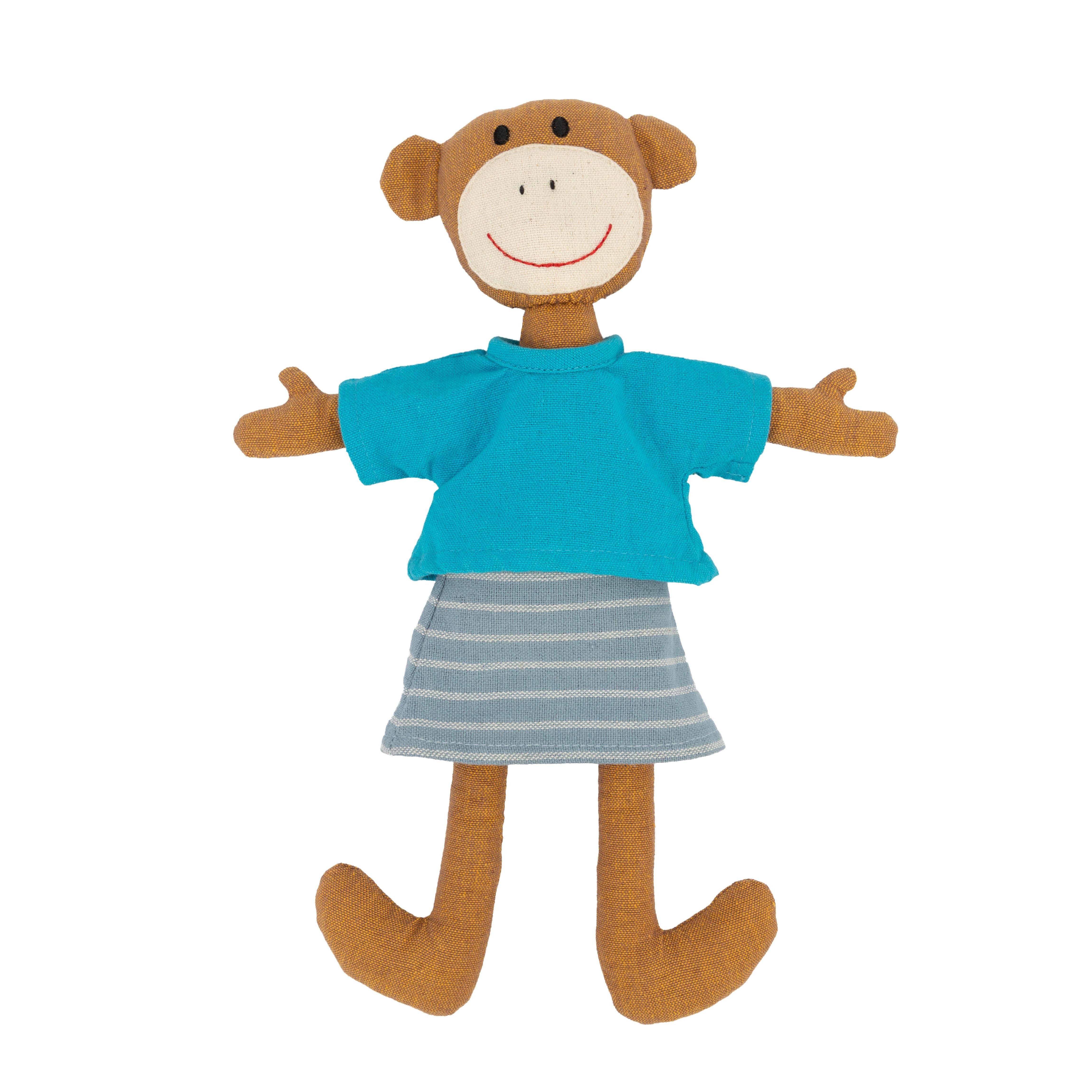 El Puente Stoffpuppe Anziehpuppe Affe aus Baumwolle, Handmade, Handmade