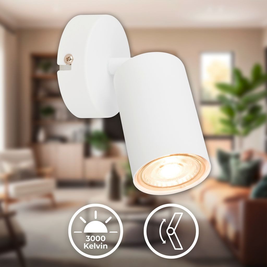 B.K.Licht Wandleuchte BKL1628, LED wechselbar, 2700K - Extra-Warmweiß, LED Wandlampe 8x15,5cm Weiß 2W 450lm GU10 Bettlampe Schlafzimmer Flur