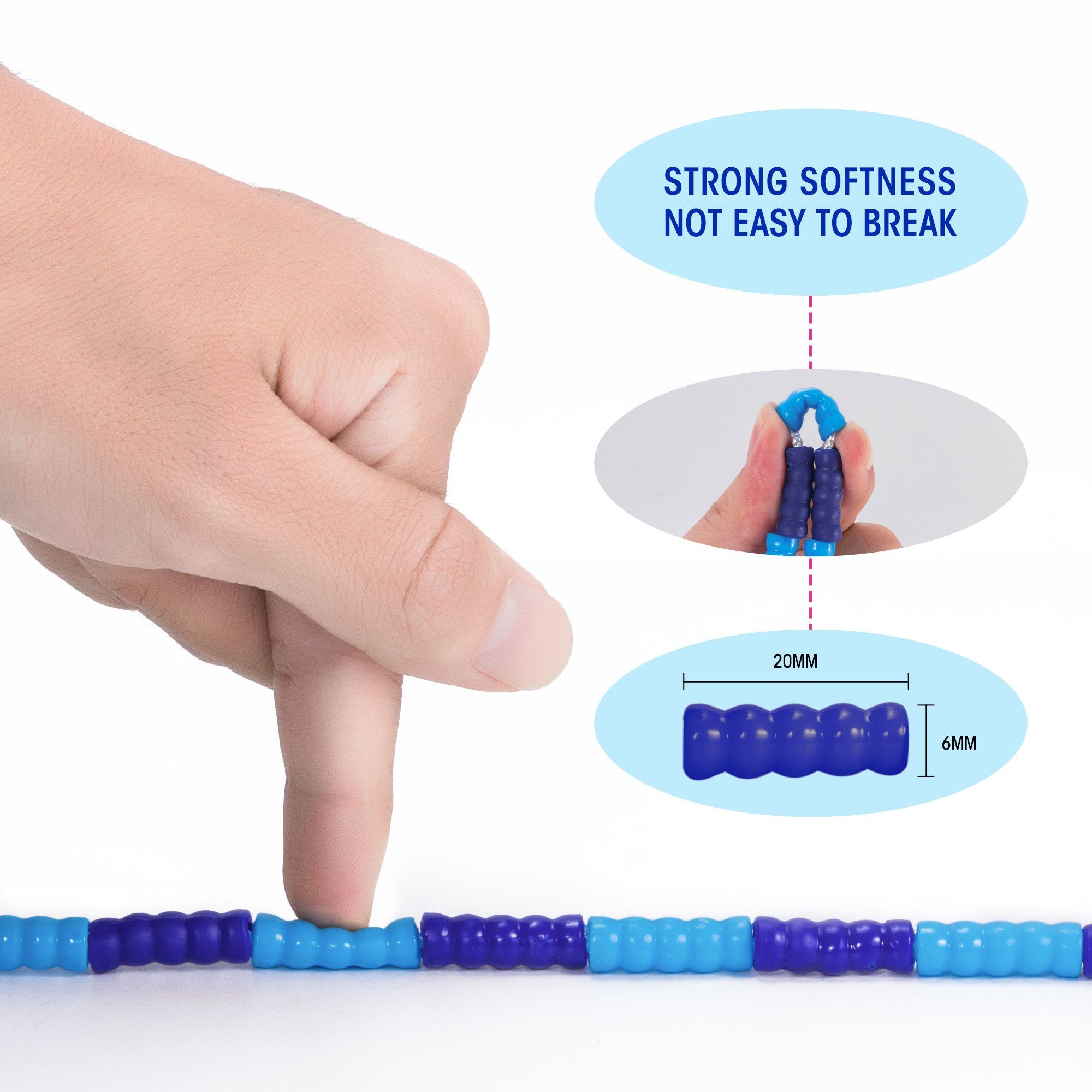 Penelife Springseil Jump Rope Beaded für Kinder und Erwachsene - verstellbares Springseil, Seillänge 280 cm, Länge verstellbar