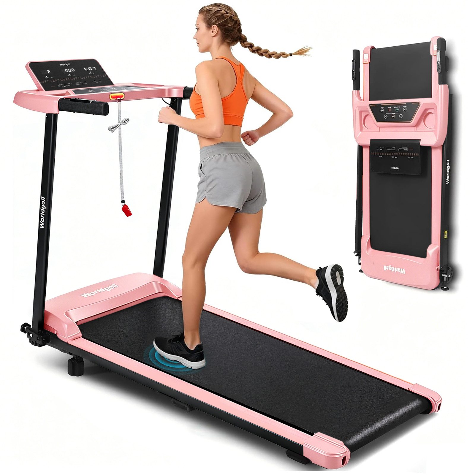 ZMH Laufband 1–14 km/h mit Steigung, LED Display, 0,85 PS leise, 1–14km/h, Steigung, 0,85PS leiser Motor, LED Echtzeit-Trainingsanzeige