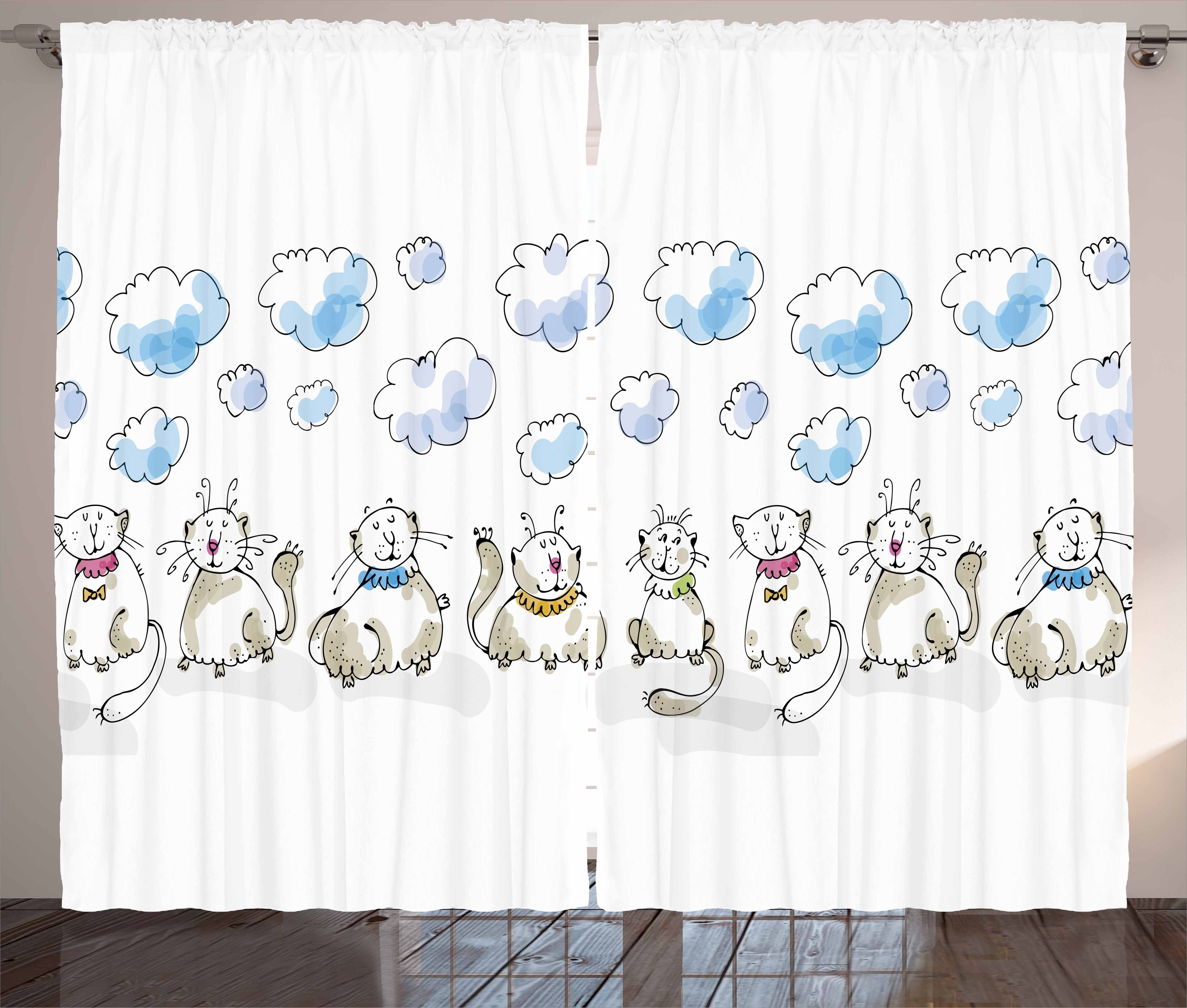 Gardine Schlafzimmer Kräuselband Vorhang mit Schlaufen und Haken, Abakuhaus, Baby Katzen sitzen mit Krägen