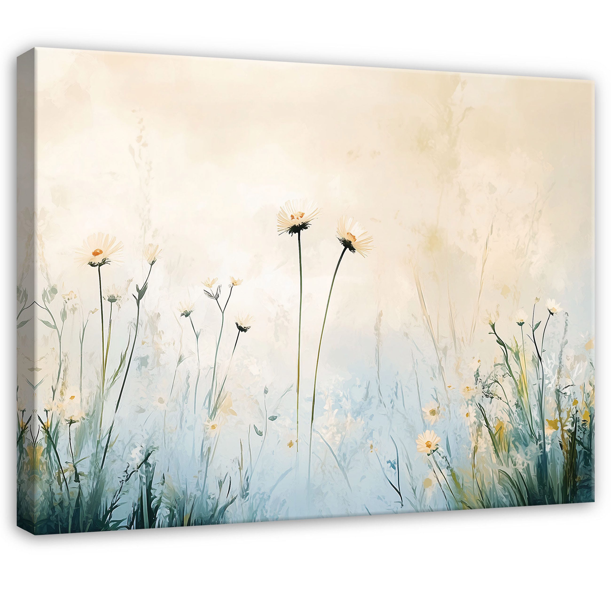 Leinwandbild Blumen Abstrakt Beige Modern Wandbilder Wand Deko XXL Bilder