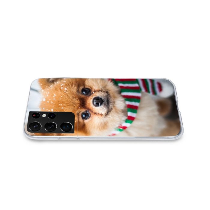 MuchoWow Handyhülle Hund - Halstuch - Schnee Phone Case Handyhülle Samsung Galaxy S21 Ultra Silikon Schutzhülle CB11421