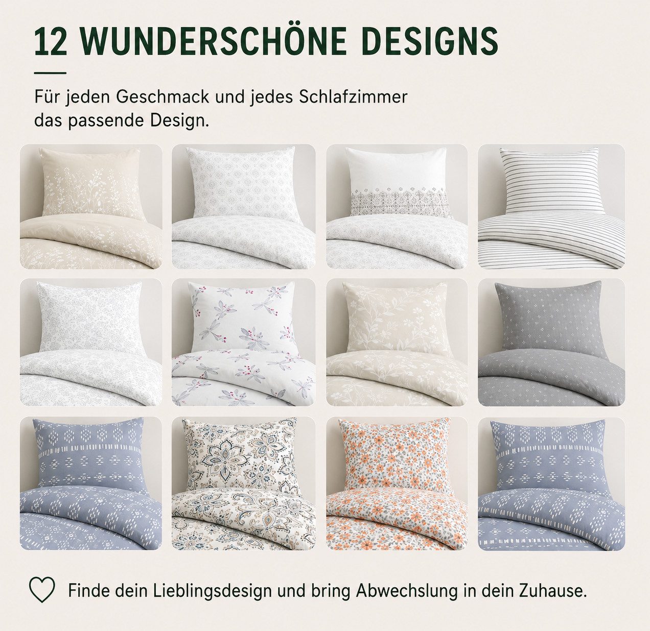 Malika Bettwäsche Baumwolle weiche Bettwäsche für gemütliche Nächte, Baumwolle, 2 teilig, pflegeleicht, hautfreundlich, angenehm weicher Stoff – Bild 5 von 5