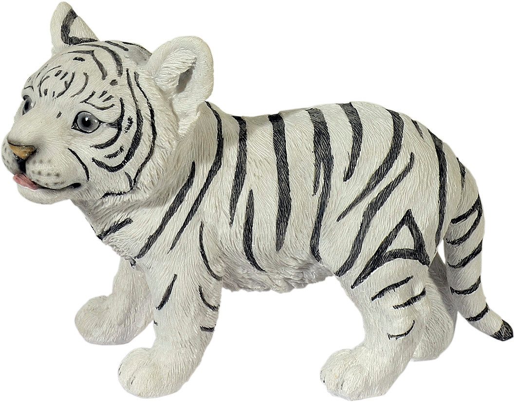 MystiCalls Tierfigur Dekofigur Tigerbaby weiß stehend - Weißer Tiger Tier Figur Dekoration (1 St), Tierfigur weißes Tiegerbaby