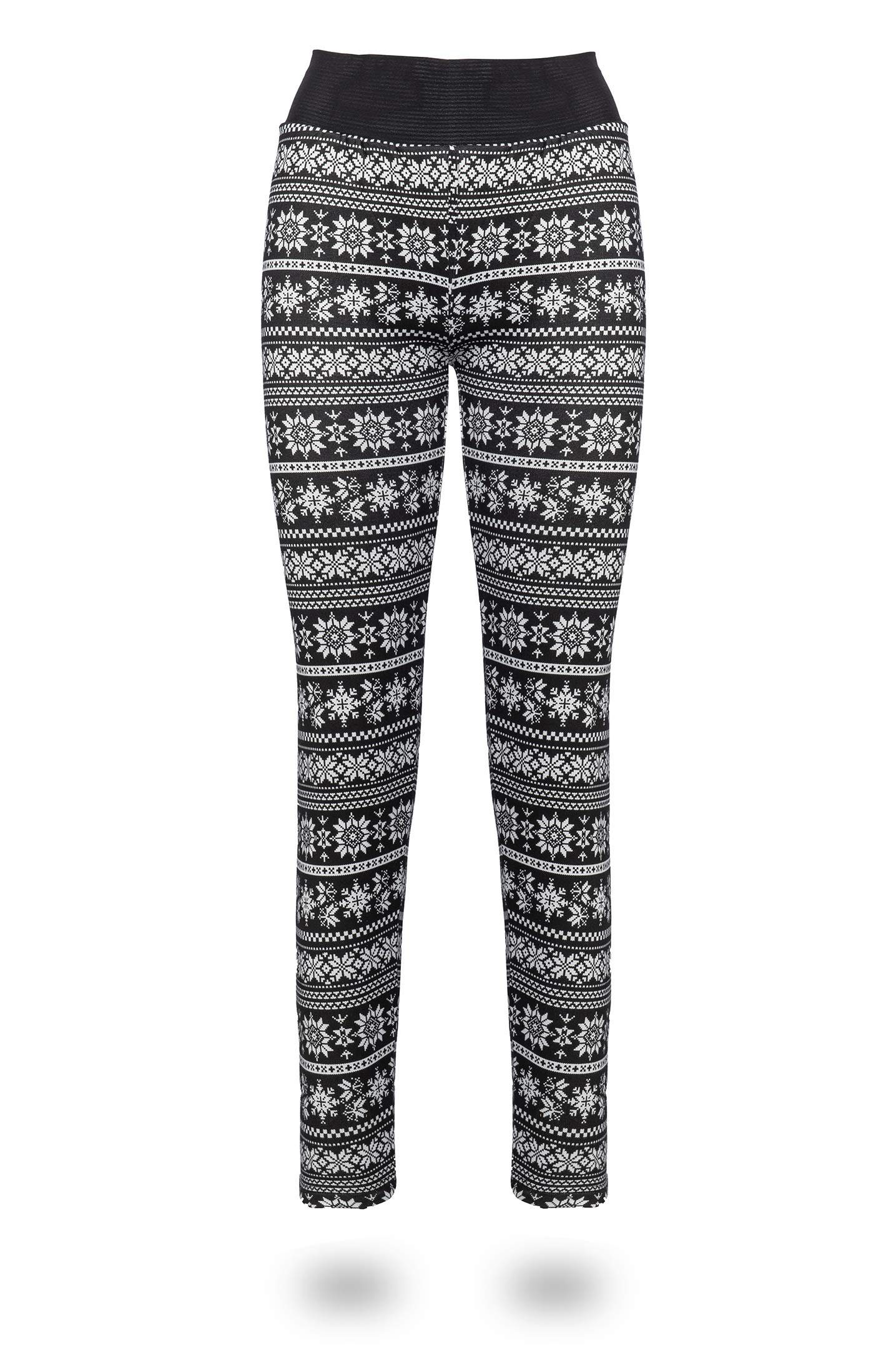 Weihnachten Thermoleggings Thermoleggings Flower warm gefüttert Collection High-Waist Winterhose Damen Innenfleece Kendindza Winter