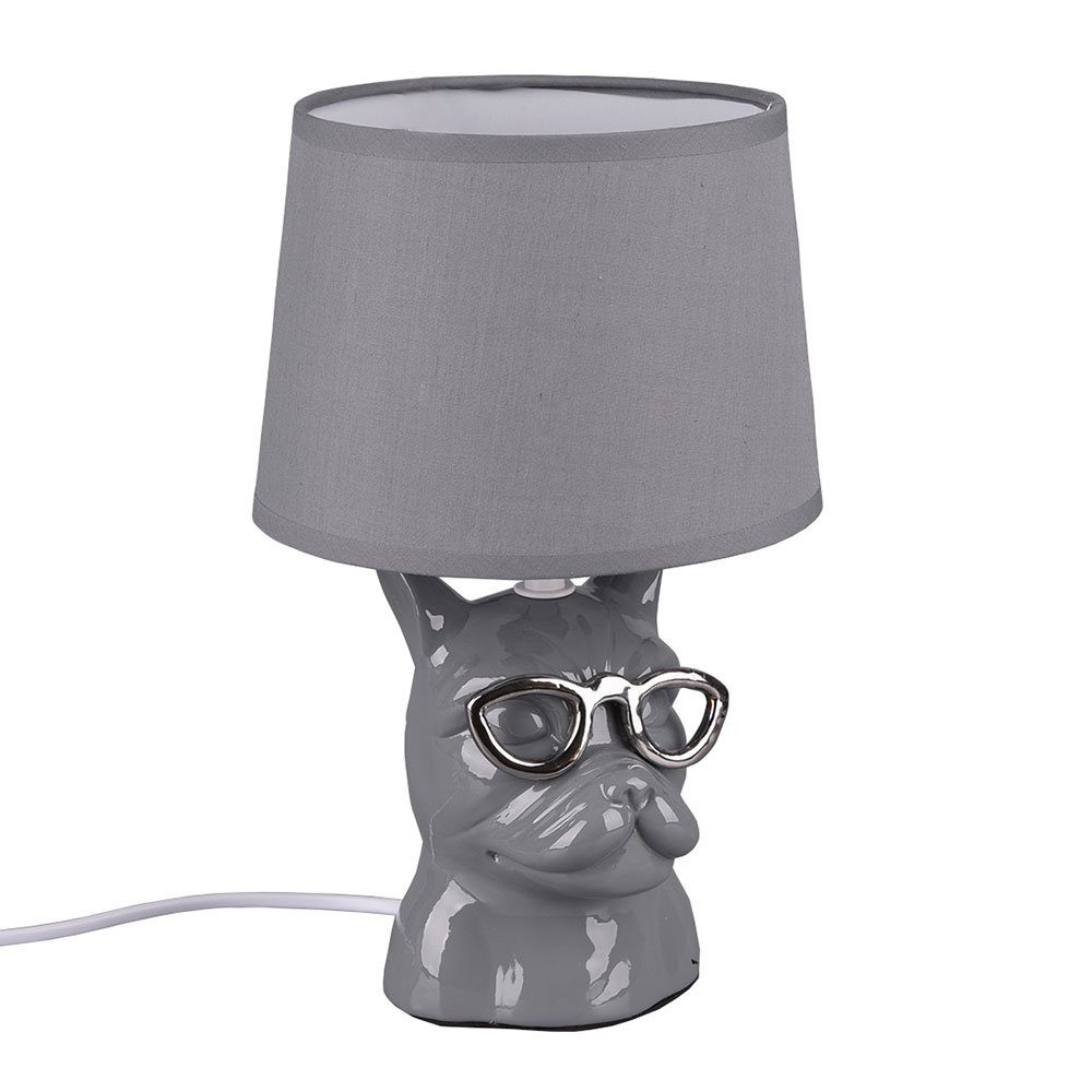 etc-shop Schreibtischlampe, Leuchtmittel nicht inklusive, Nachttischlampe für Schlafzimmer Keramik Tischleuchte grau