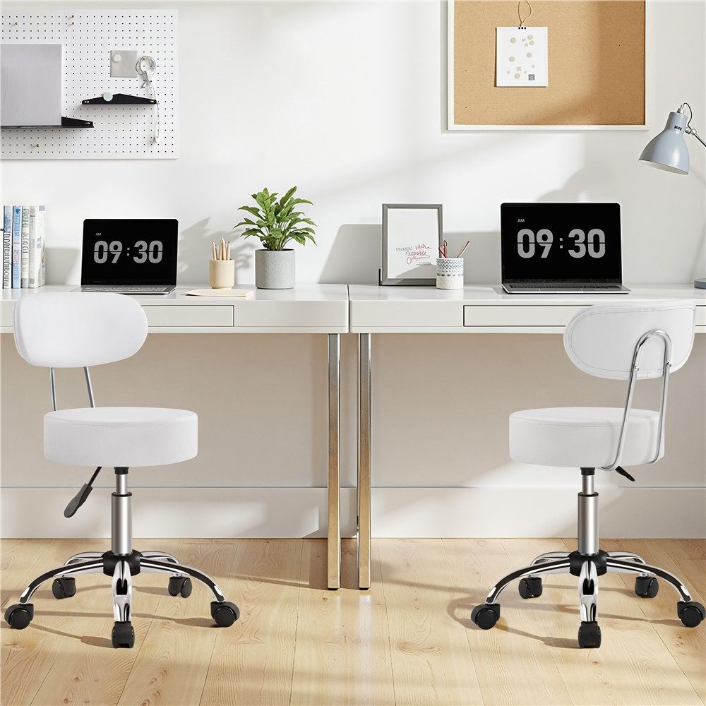 Yaheetech Drehhocker 75,5 cm – 85 cm Höhenverstellbarer Barstuhl, Arbeitshocker mit 360° Drehbarer Sitzfläche & Rückenlehne