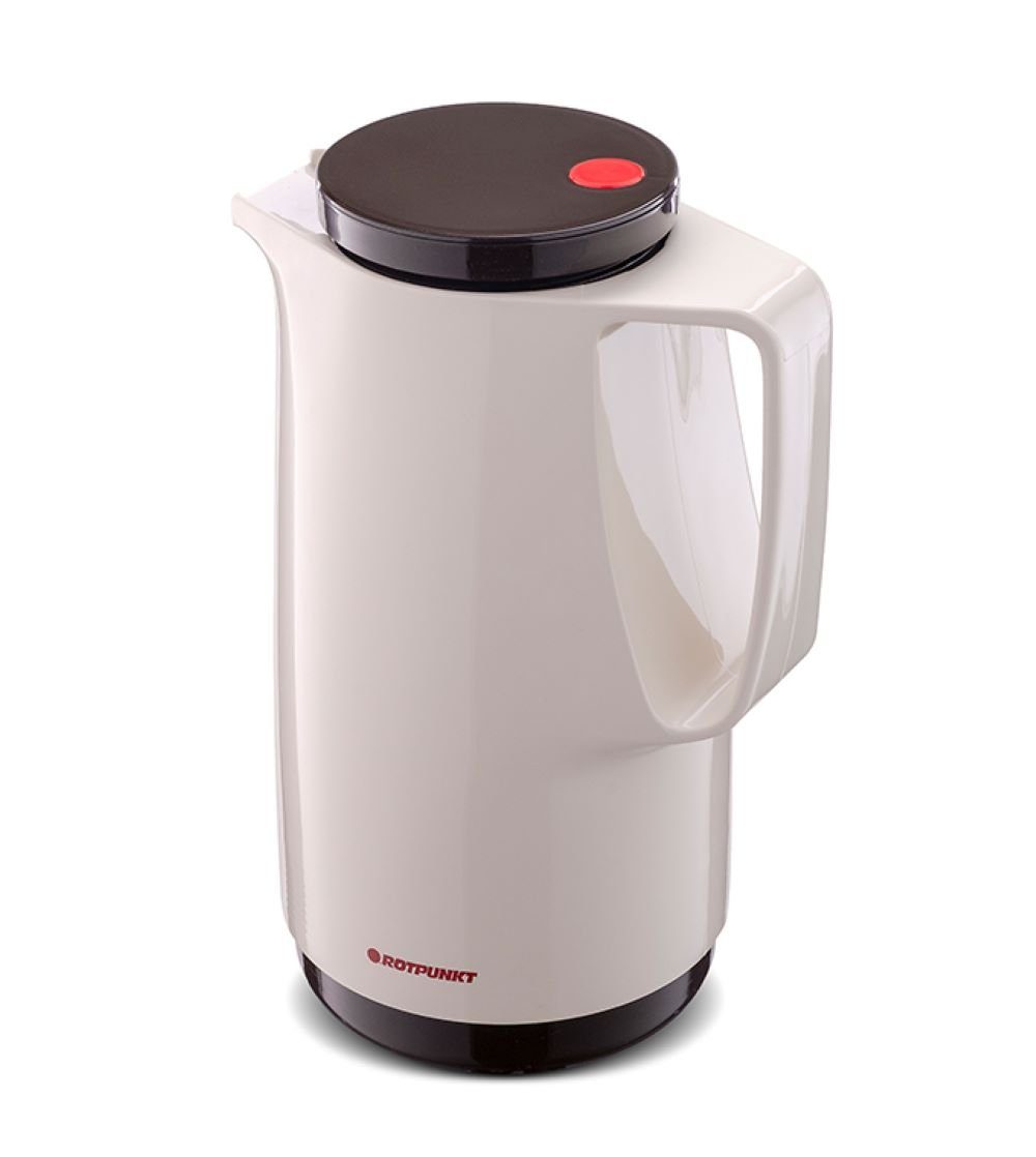 ROTPUNKT Isolierkanne 1,0 Liter Glaseinsatz I hochwertig I langlebig Ivoller Geschmack 760, 1 l, (Latte Macchiato), Glaskolben aus doppelwandigem Rosalin-Glas
