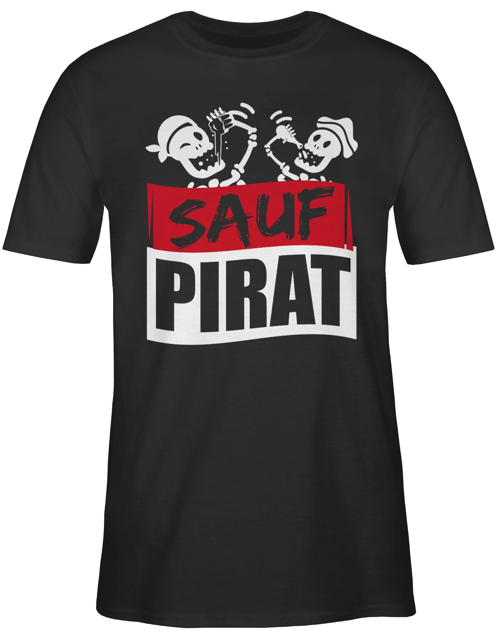 T-Shirt Sauf Pirat - weiß/rot