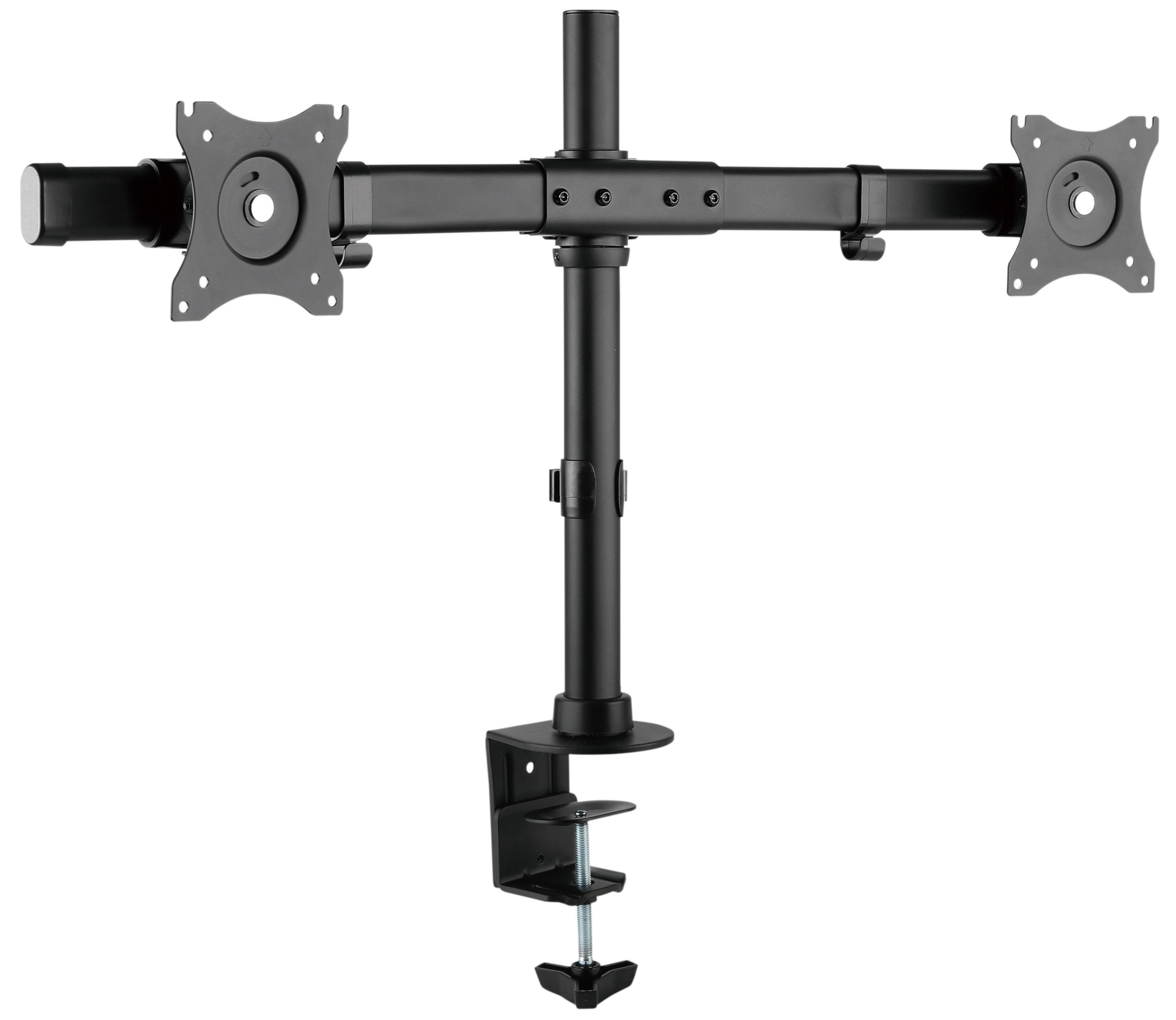 RICOO Monitor-Halterung Monitor Tischhalterung höhenverstellbar, für 2 Monitore TS7811, (bis 27 Zoll, VESA 75x75 und 100x100, 1-tlg., 10 kg pro Frontplatte, von 33-68 cm (13"-27) Bildschirm-Diagonale, neigbar bis 90°, schwenkbar bis zu 30°, vertikal verstellbar)